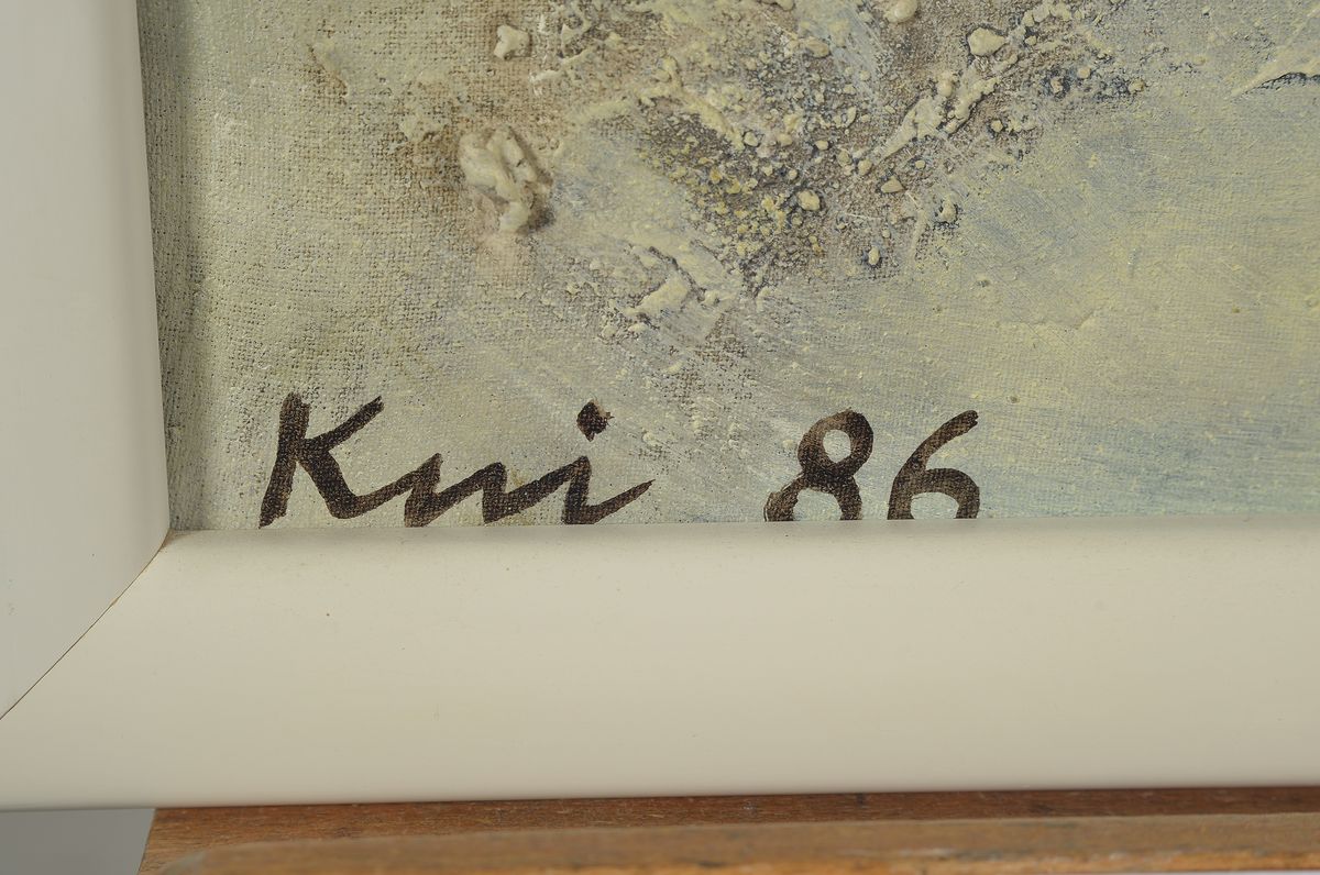 Detail a: Kui,geb. 1946, Abstrakte Farbkomposition, Öl/Lwd, sign., dat. 86, Rahmen, ca. 74x54 cm