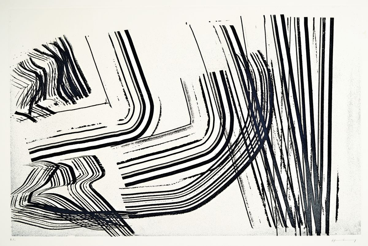 Hans Hartung, 1904 Leipzig-1989 Antibes, Radierung uns Aquatinta auf velin von Arches, sign., num. H.C., Auflage von 100, Platte ca. 51,5x78 cm, ...
