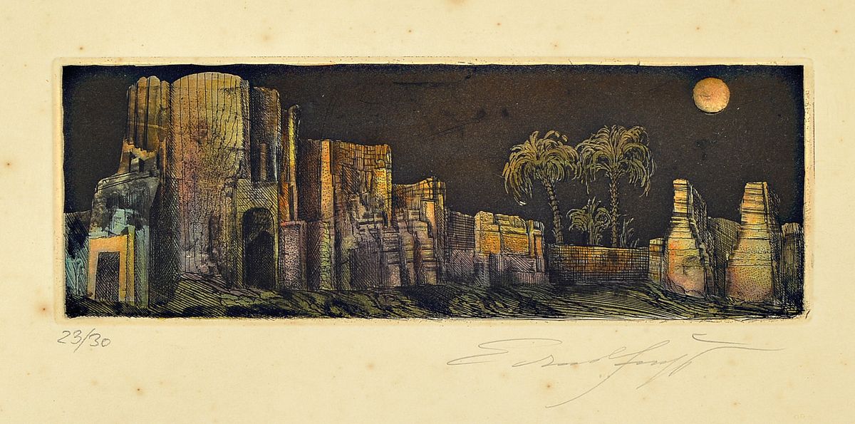Ernst Fuchs, geb. 1930 Wien, 2 Grafiken: "In Blättern und Früchten, Radierung, mit Bleistift signiert, 30/99, aus dem Jahr 1967. ca- 12 x 9 cm ...