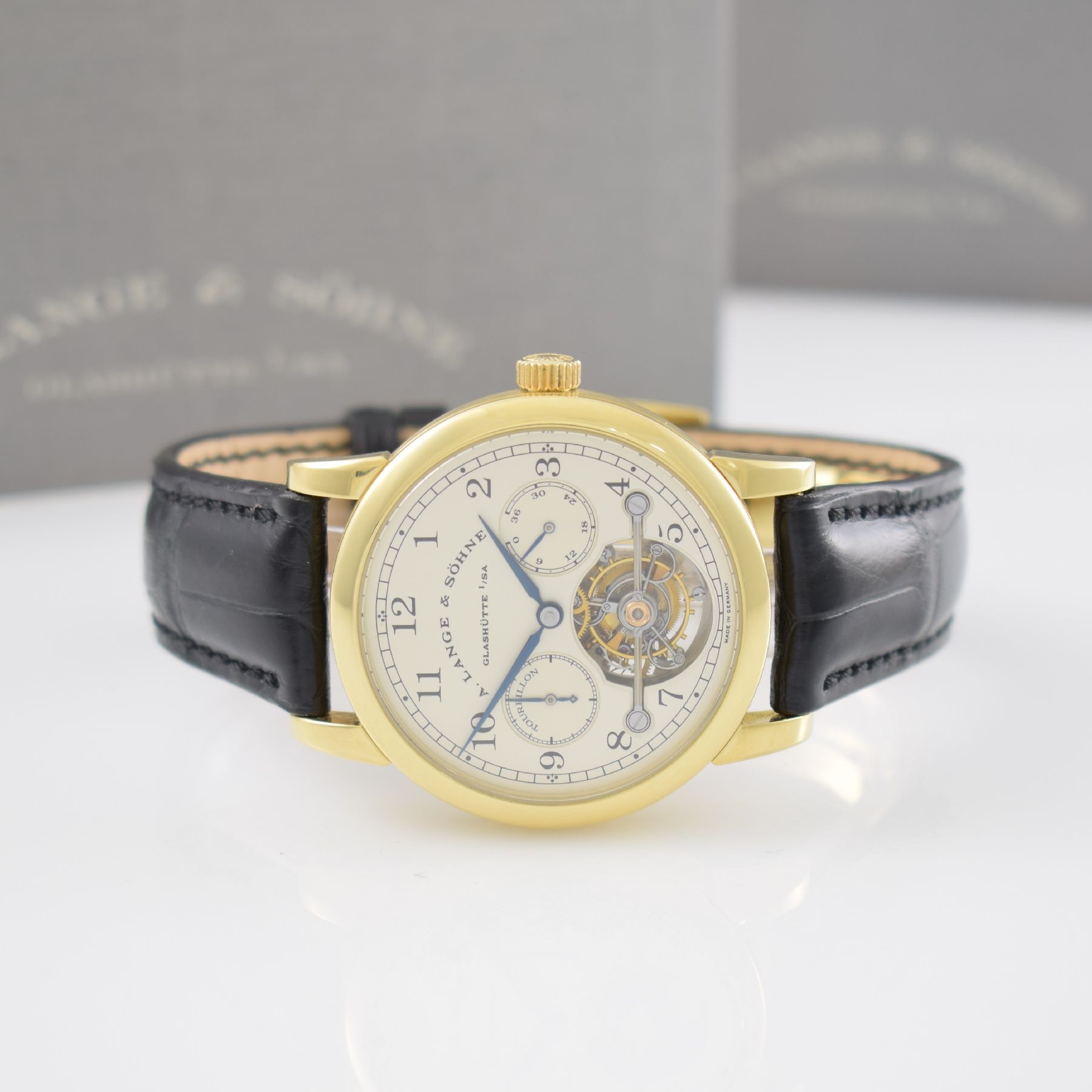 A. LANGE & SÖHNE hochfeines & seltenes Tourbillon Pour le Mérite in GG 750/000, Ref. 701.001, auf 150 Stück limitiertes Sondermodell, 3-teil. Geh. ...