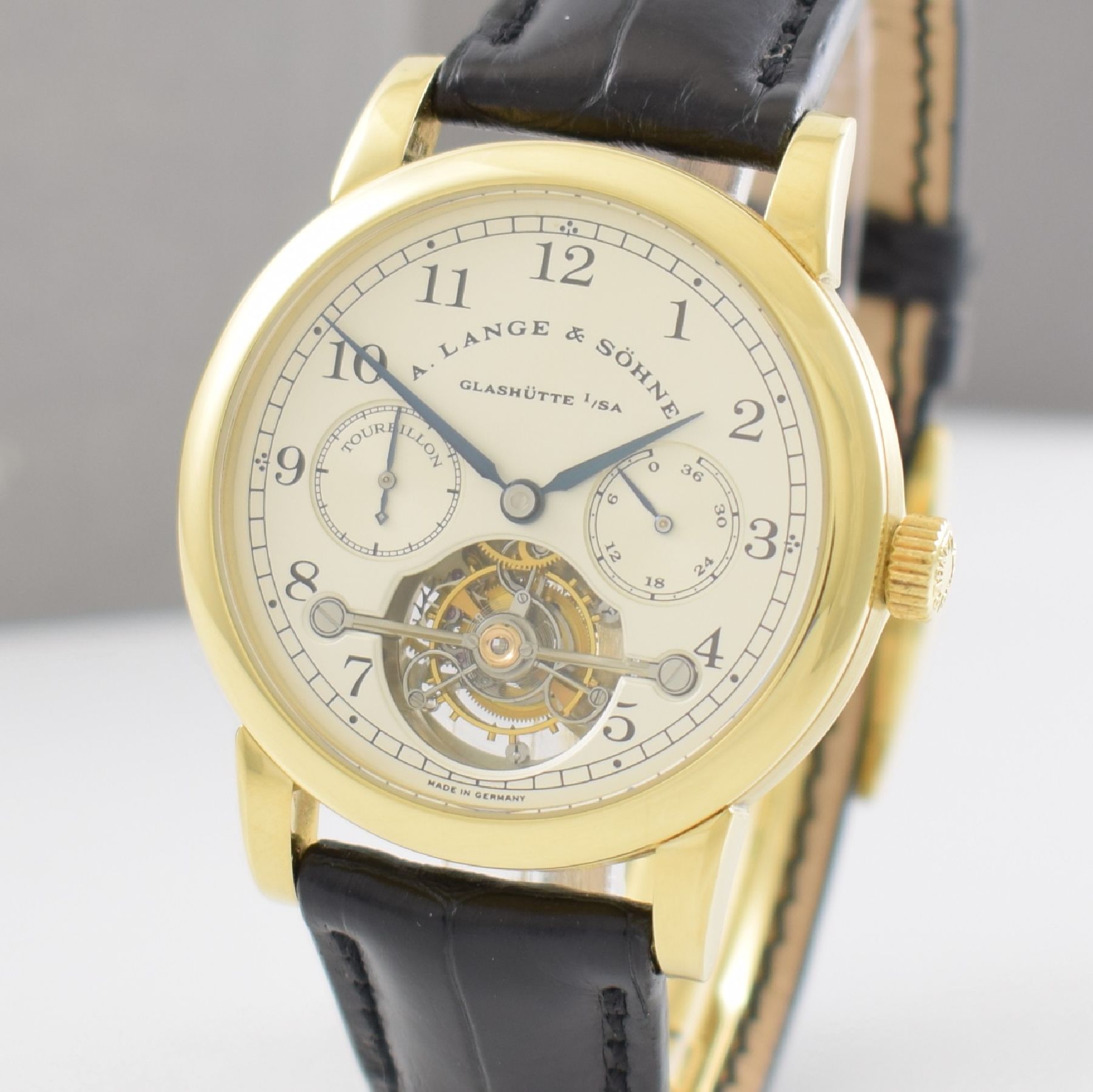 Detail d: A. LANGE & SÖHNE hochfeines & seltenes Tourbillon Pour le Mérite in GG 750/000, Ref. 701.001, auf 150 Stück limitiertes Sondermodell, 3-teil. Geh. ...