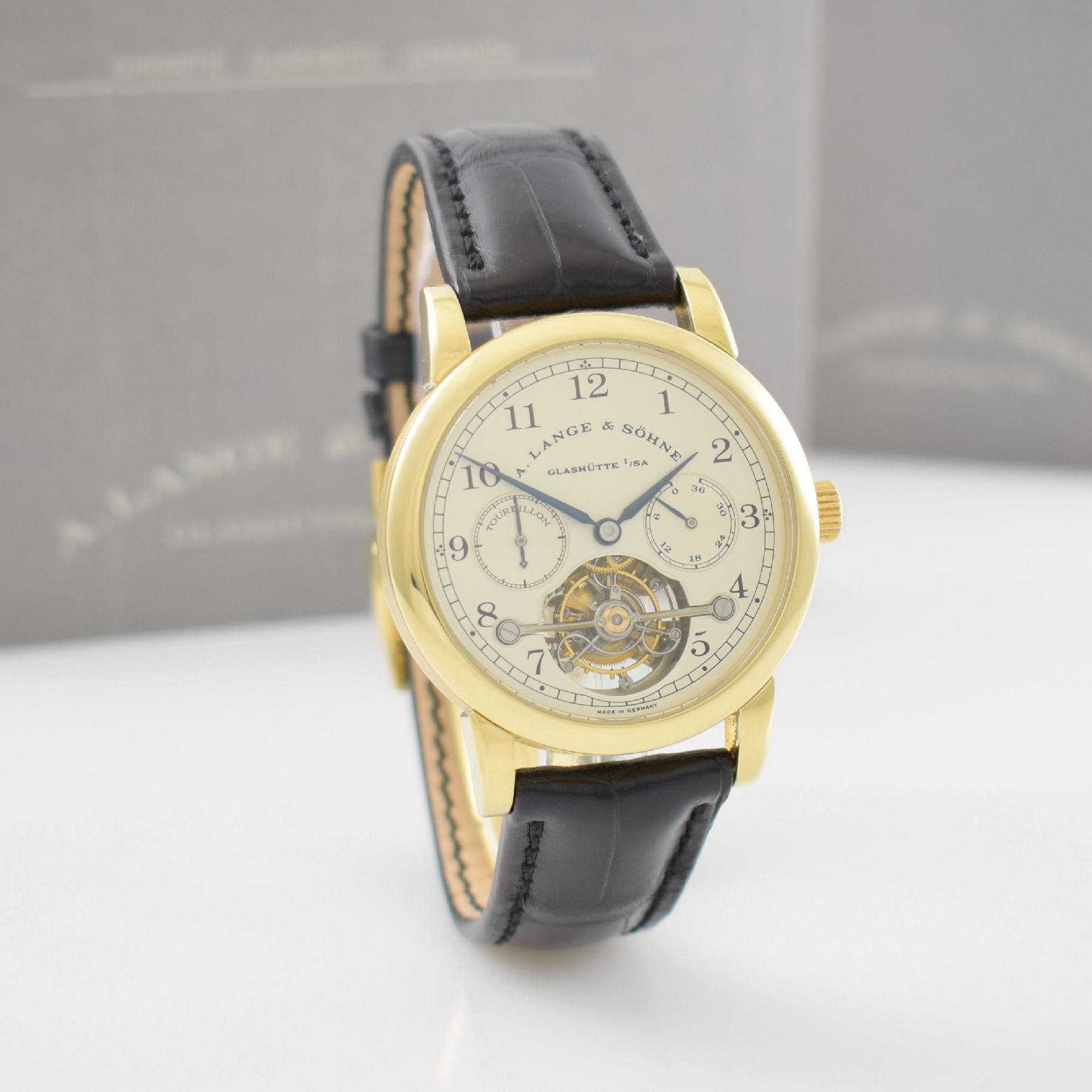 Detail e: A. LANGE & SÖHNE hochfeines & seltenes Tourbillon Pour le Mérite in GG 750/000, Ref. 701.001, auf 150 Stück limitiertes Sondermodell, 3-teil. Geh. ...