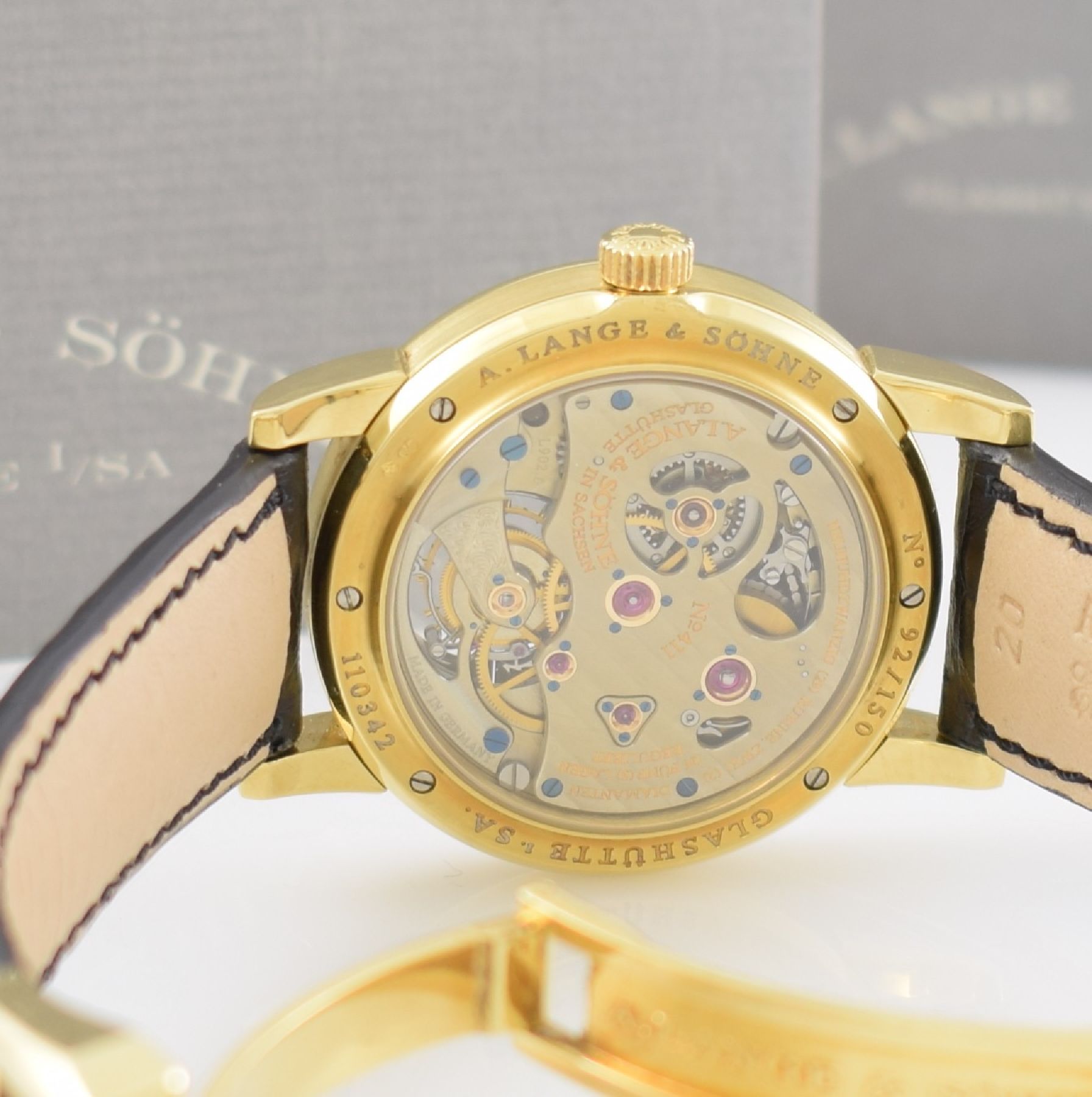 Detail h: A. LANGE & SÖHNE hochfeines & seltenes Tourbillon Pour le Mérite in GG 750/000, Ref. 701.001, auf 150 Stück limitiertes Sondermodell, 3-teil. Geh. ...