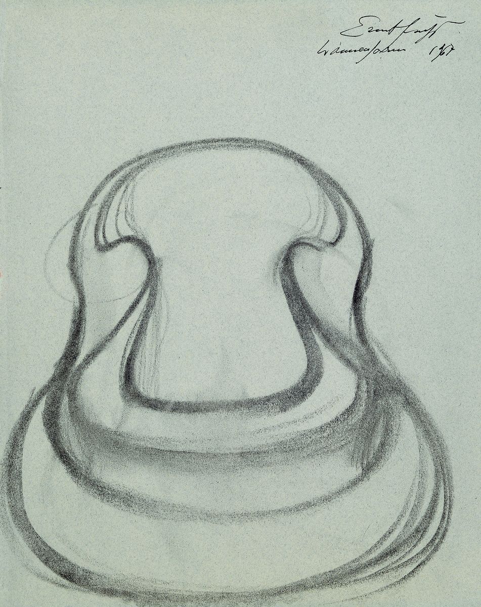 Ernst Fuchs, 1930-2015, Kohlezeichnung, Titel: Wannenstrom, sign., dat. 1967, ca. 40x32 cm