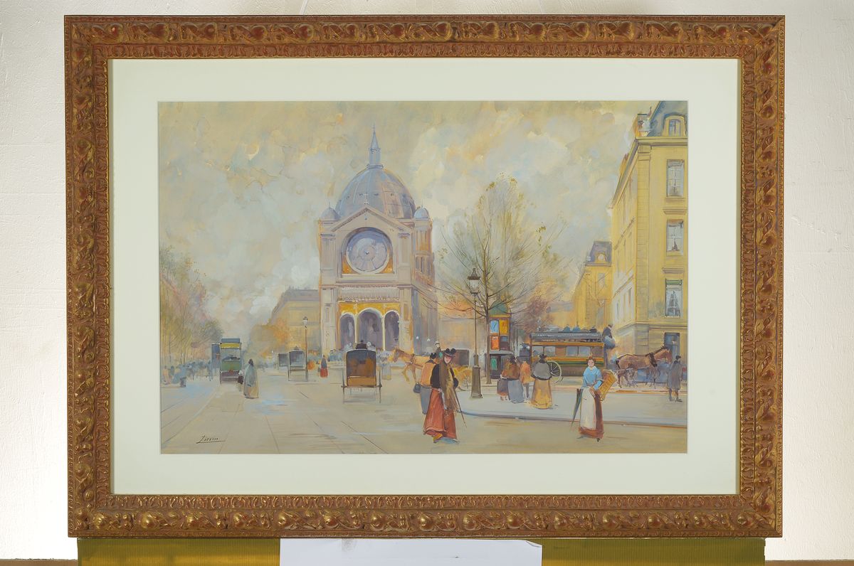Detail k: Jacques Lievin, eigentl. Eugene Galien-Laloue, 1854-1941, Straßenszene aus Paris, Aquarell auf Papier, links unten signiert: Lievin, ca. 40x60cm, ...