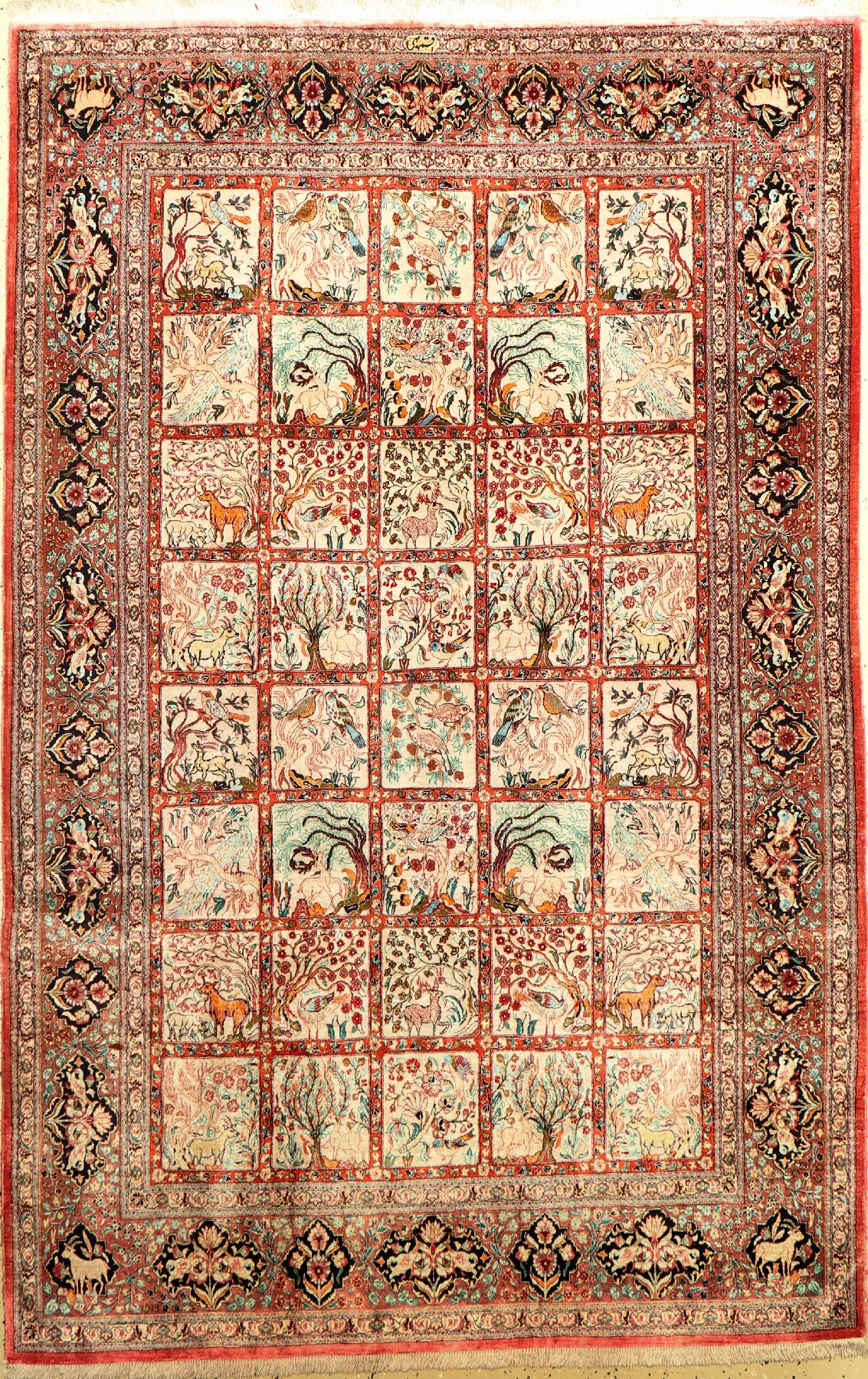 Ghom Seide, Persien, ca. 40 Jahre, reine Naturseide, ca. 200 x 131 cm, EHZ: 2-3