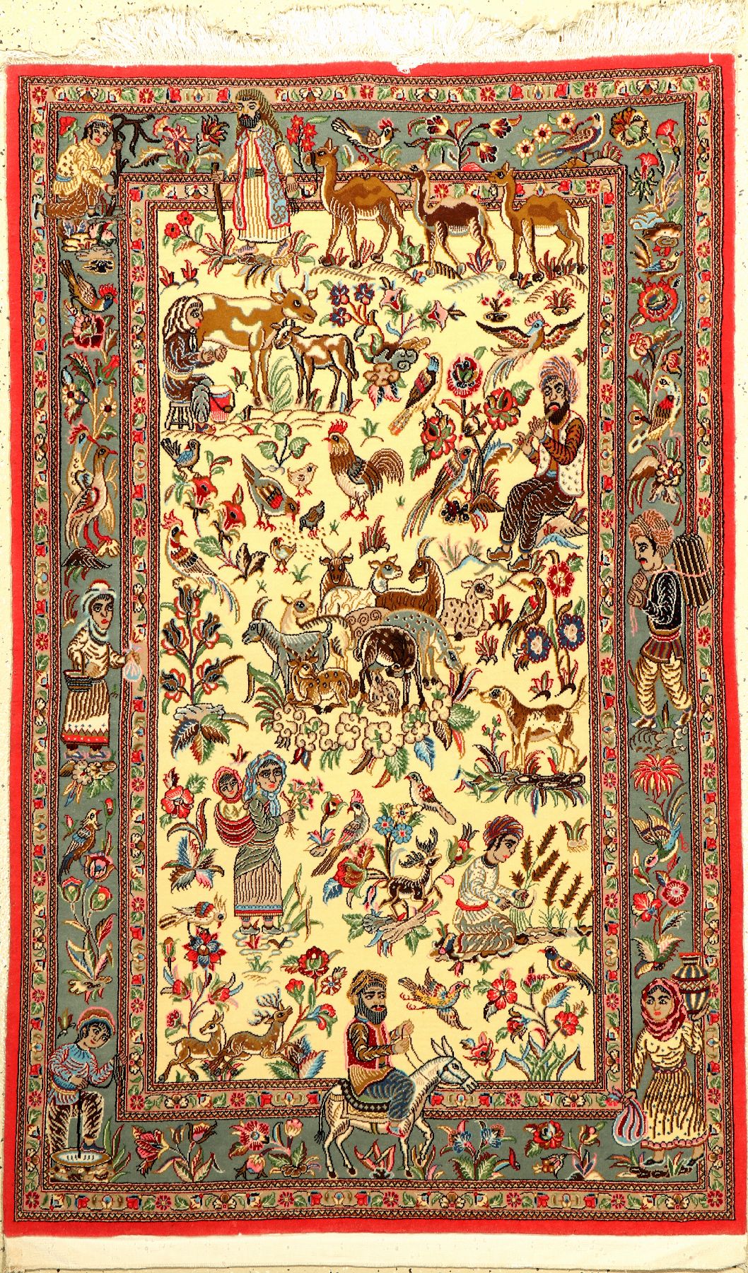 Ghom Kork fein, Persien, ca. 30 Jahre, Korkwolle mit Seide, ca. 162 x 100 cm, minimaler alter Mottenfraß, EHZ: 2