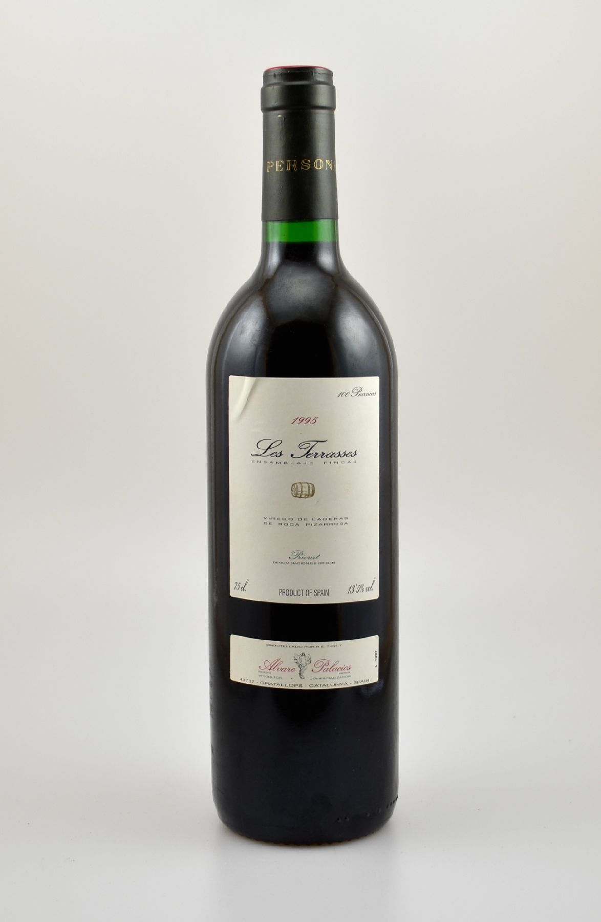 3 Flaschen 1995 Alvaro Palacios Les Terrasses , Priorat, je ca. 75 cl, 13,5 % Vol., Füllstände: je into neck, sehr gute Erhaltungszustände, ...