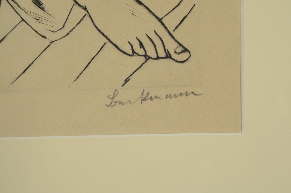 Detail a: Max Beckmann 1884-1950, Kaltnadelradierung auf Japan, liegender Akt, eines von nur 50 Exemplaren auf diesem Papier, 1922, WVZ Hofmaier 232 B a, ...