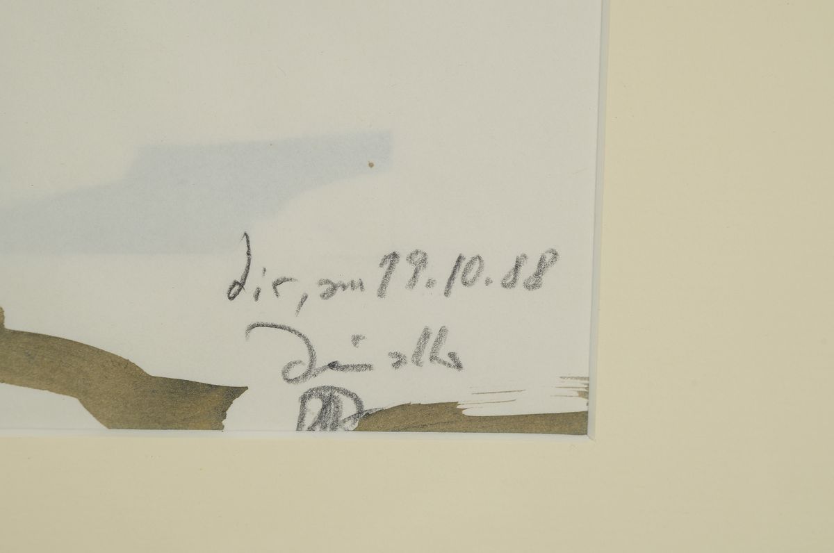 Detail a: Horst Janssen, 1929-1995, Aquarell und Gouache auf Collagiertem Papier, Porträt, handsigniert, dat. 19.10.1988, Blattgröße 32 x 23.3 cm, ...