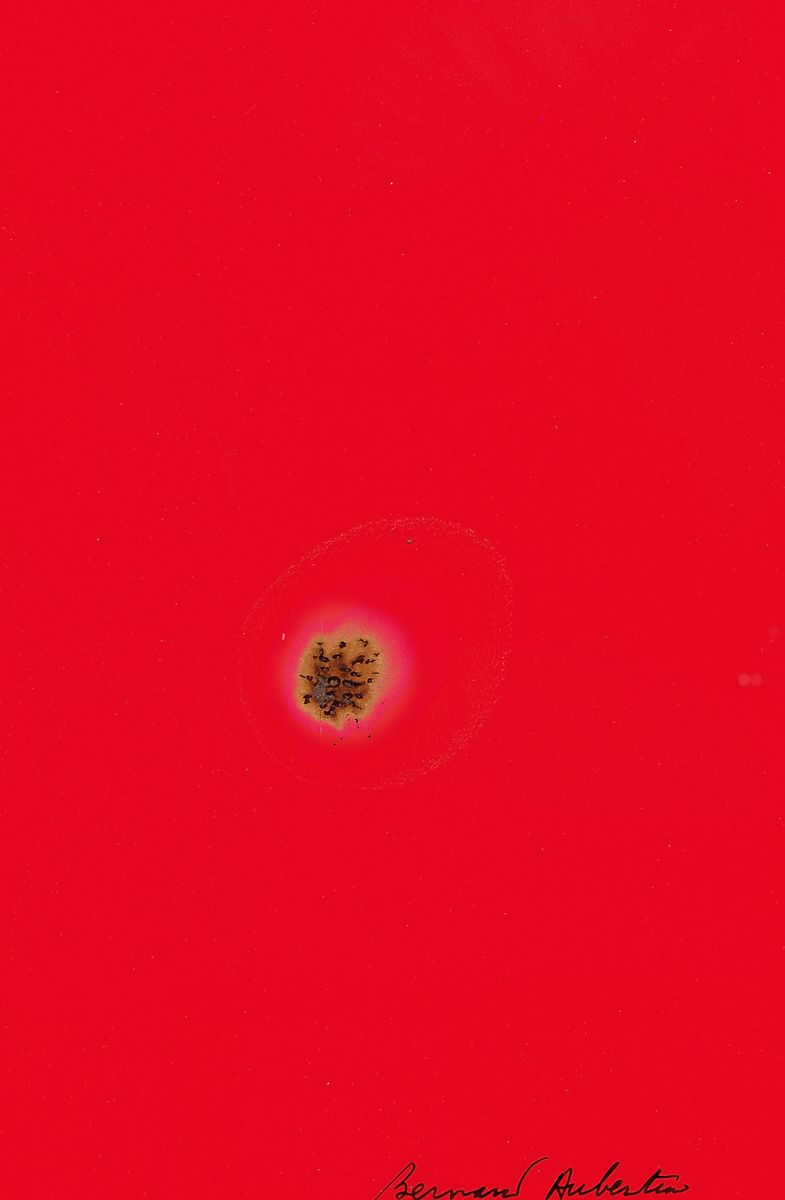 Bernard Aubertin, 1934-2015, Brand auf Karton, handsigniert, Feuerblume, 1968, ca. 30 x 24 cm, unter Glas, Rahmen: 42.5 x 32.3 cm
