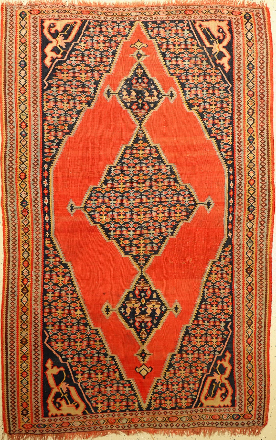Bidjar Kelim Antik, Persien, um 1920, Wolleauf Wolle, ca. 220 x 140 cm, EHZ: 3-4