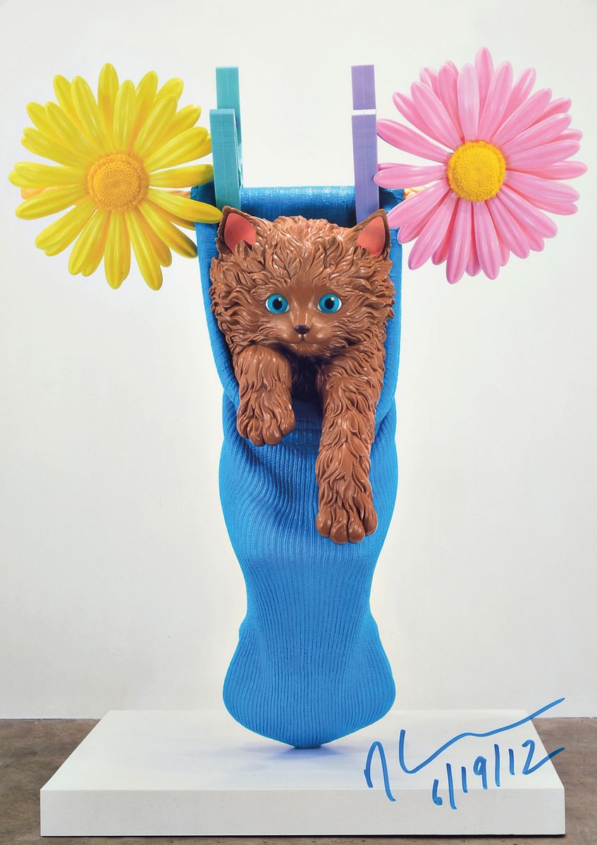 Jeff Koons, geb. 1955, "Cat on a Clothesline", Farboffset auf Karton, zwischen doppelt Plexiglas gerahmt, ca. 29,5x21 cm, gesamt ca. ...
