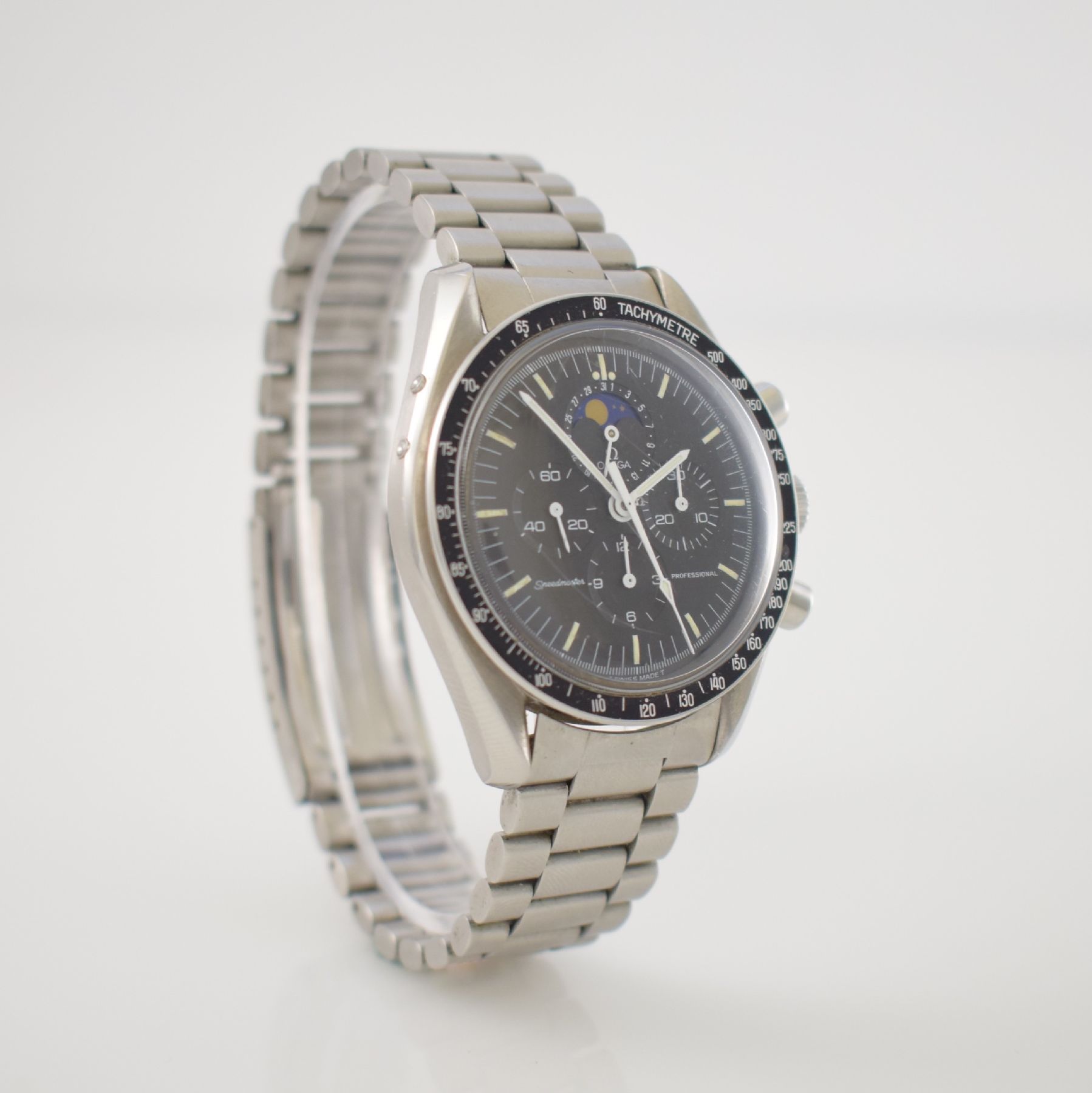 Detail c: OMEGA seltene Herrenarmbanduhr Speedmaster Professional sog. "Speedy Moon", Handaufzug, Schweiz um 1986, Ref. ST 345.0809, Edelstahlgeh. ...