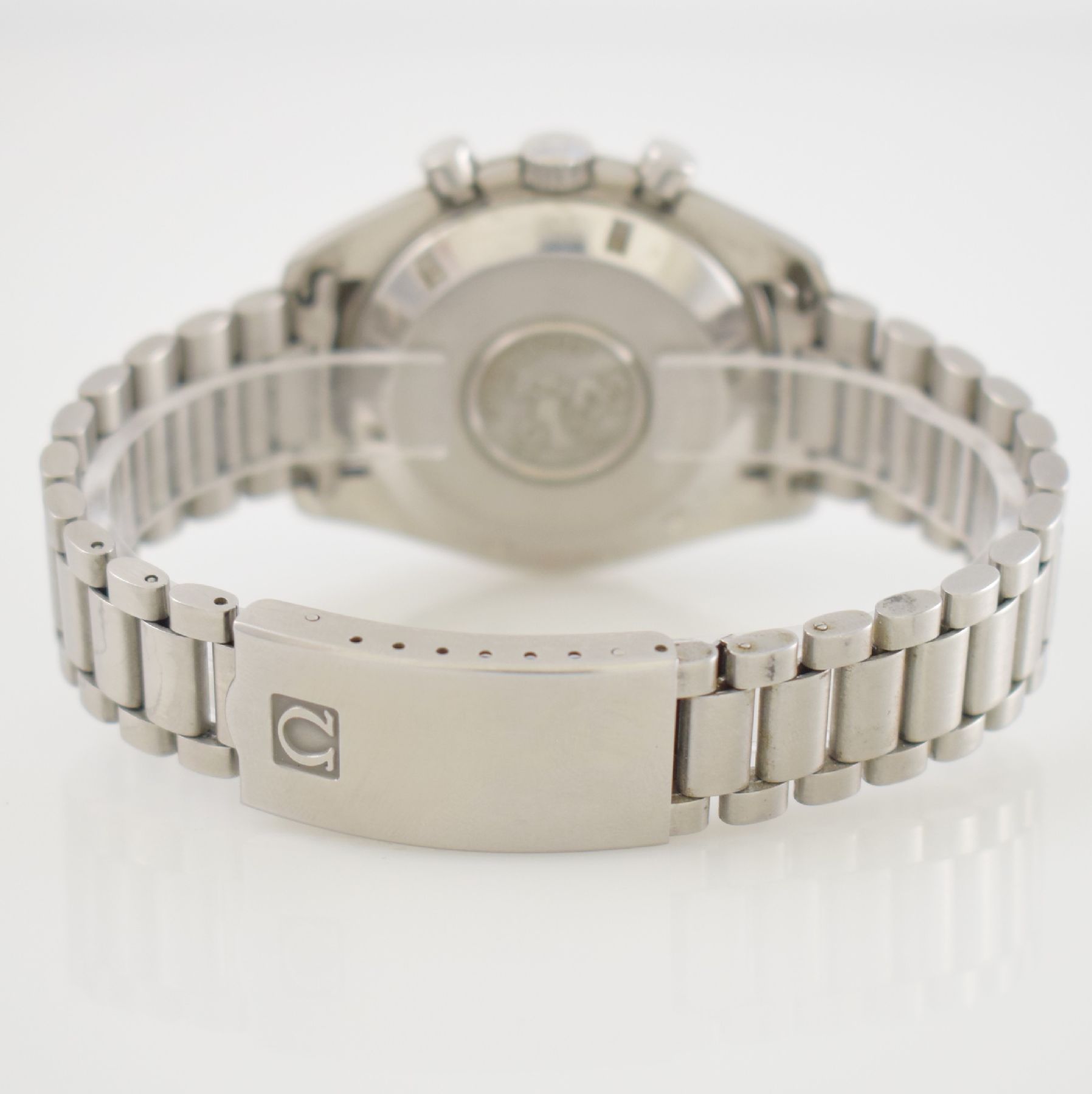 Detail d: OMEGA seltene Herrenarmbanduhr Speedmaster Professional sog. "Speedy Moon", Handaufzug, Schweiz um 1986, Ref. ST 345.0809, Edelstahlgeh. ...