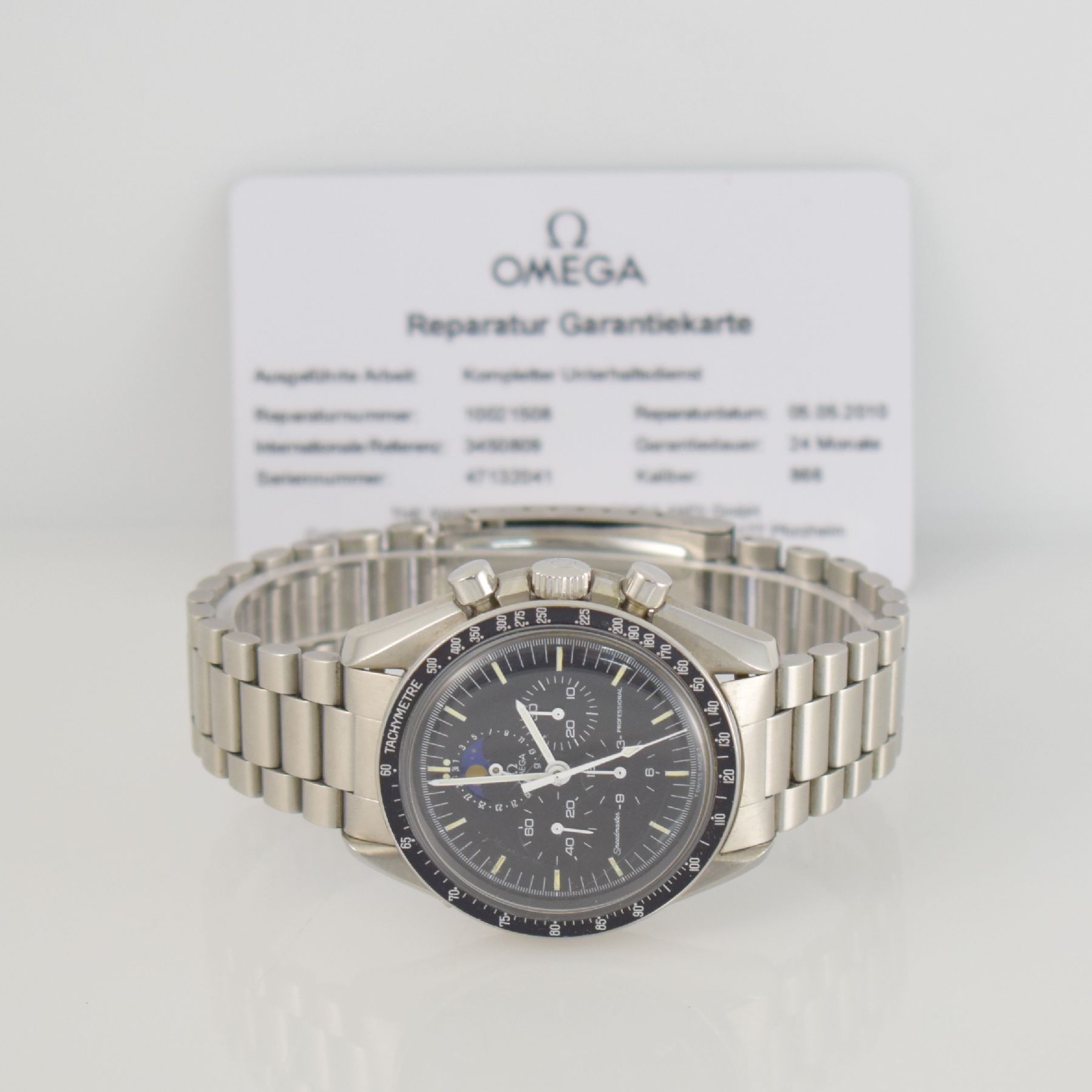 Detail f: OMEGA seltene Herrenarmbanduhr Speedmaster Professional sog. "Speedy Moon", Handaufzug, Schweiz um 1986, Ref. ST 345.0809, Edelstahlgeh. ...