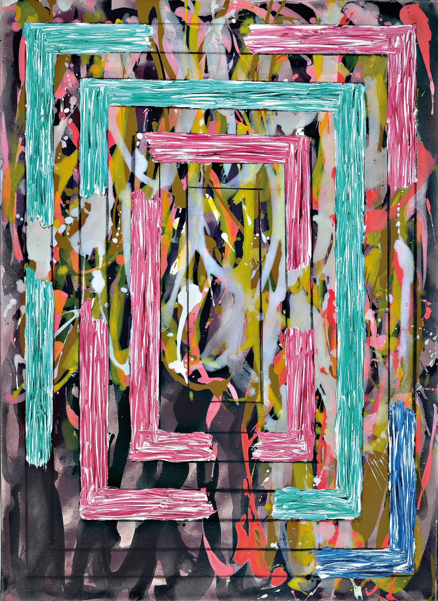Ole Fischer, 1943-2005, Mischtechnik/Lwd, verso sign., u. dat. 98, ca. 110x80 cm