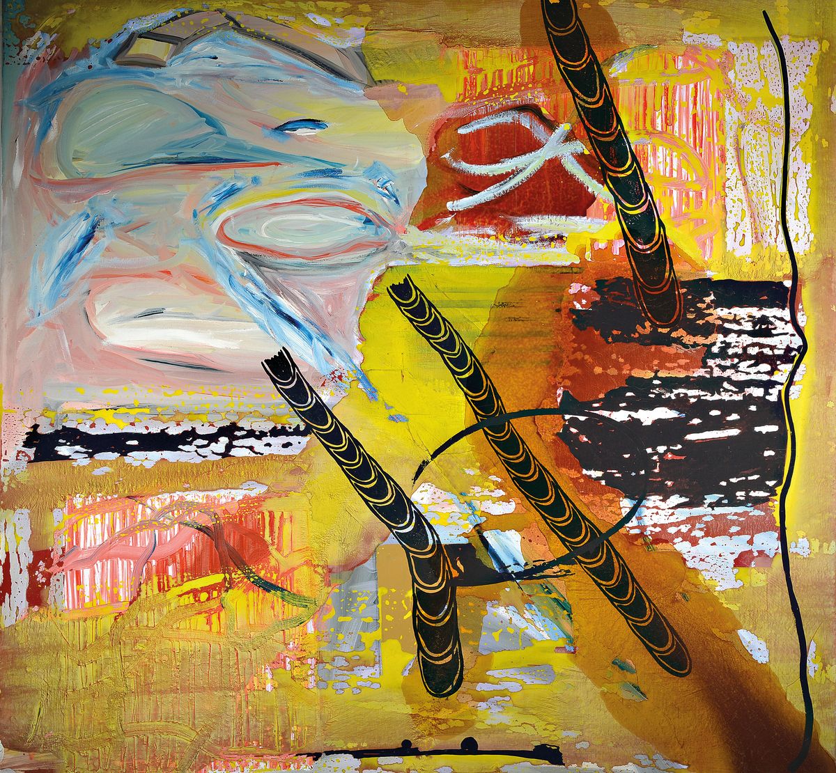 Ole Fischer,1943-2005, Mischtechnik/Lwd, verso sign., u. dat. 94, ca. 140x140