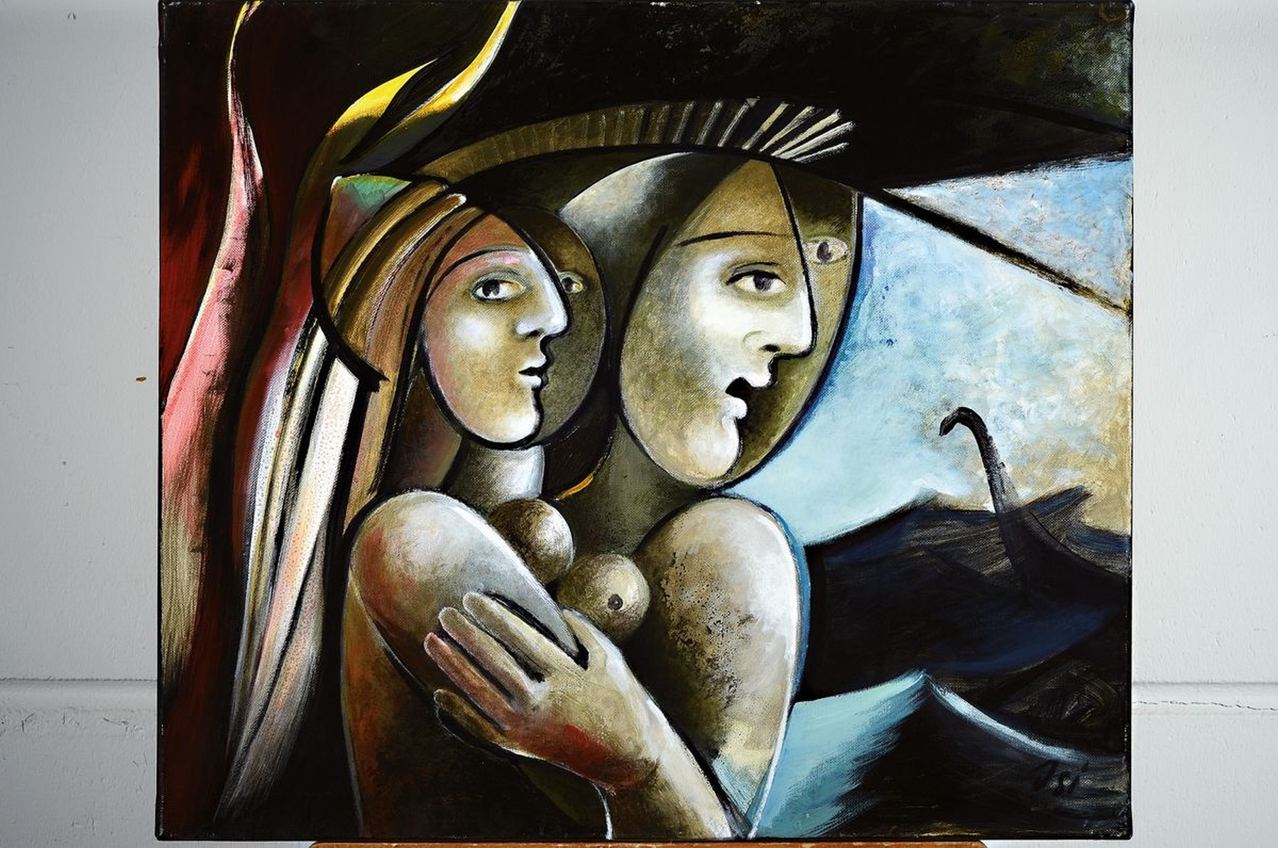 Detail k: Ingrid Dickmann, geb. 1942, "Paar", Acryl/Lwd, re. u. sign., ca. 60x70