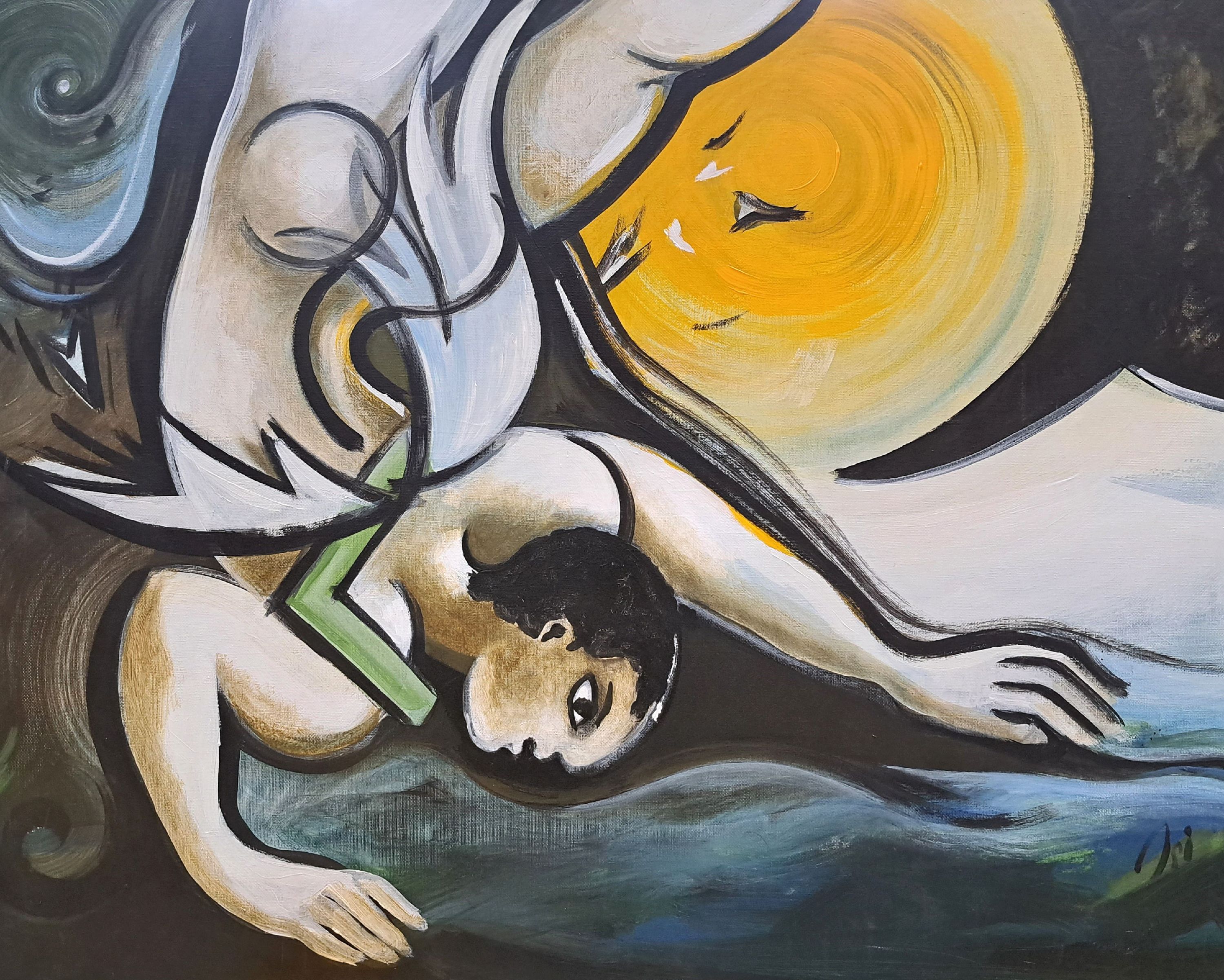 Image 25866436 - Ingrid Dickmann, geb. 1942, ´IKarus´, Acryl/Lwd, re. u. sign., ca. 70x90 cm