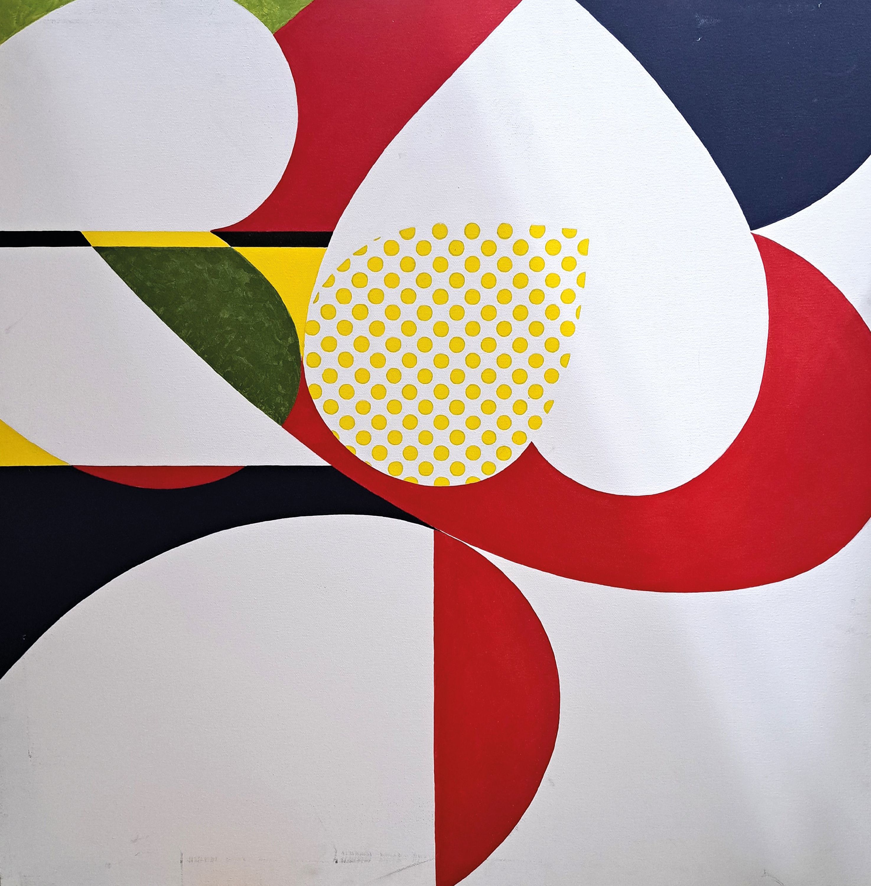 Ingrid Dickmann, geb, 1942, "Herzblume", Acryl/Lwd, seitlich sign. Dickmann, ca. 90x90 cm, l. fleckig