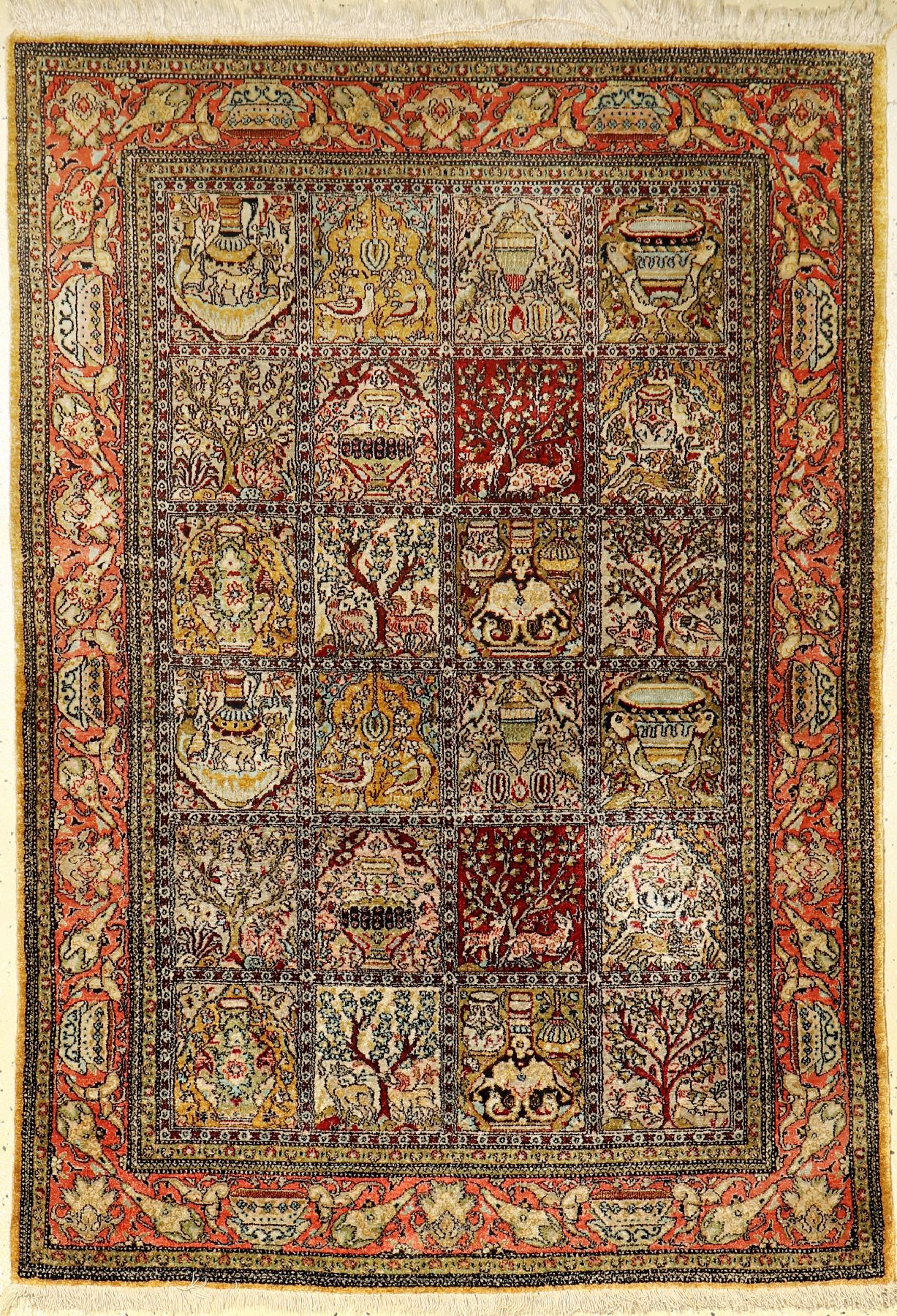 Feiner Seiden Ghom, Persien, ca. 50 Jahre, reine Naturseide, ca. 154 x 108 cm