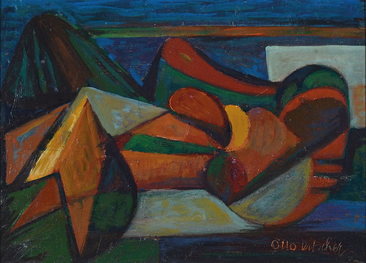 Otto Ditscher, 1903-1987 Neuhofen, Gaia-Mutter Erde, rückseitig so betitelt, Öl/Malkarton, rechts unten signiert, ca. 33x46cm, R.