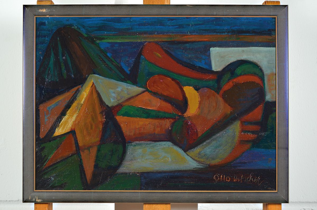 Detail k: Otto Ditscher, 1903-1987 Neuhofen, Gaia-Mutter Erde, rückseitig so betitelt, Öl/Malkarton, rechts unten signiert, ca. 33x46cm, R.