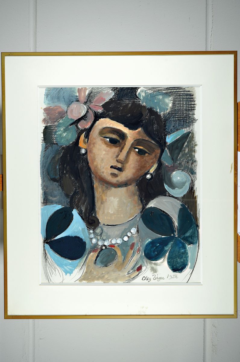 Detail k: Oleg Zinger, 1910 Moskau-1998 Nimes, zwei Frauenporträts, Gouachen auf Papier, beide signiert und dat. 1956 bzw. 1958, je ca. 63x48cm/92x72cm, ...