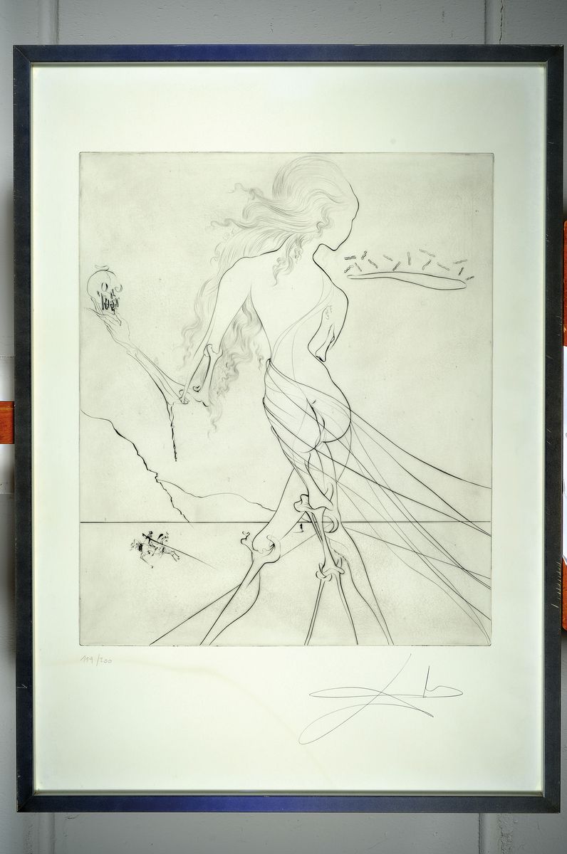 Detail k: Salvador Dali, 1904-1989, Radierung, Hommage a Klimt 1974, 119/300 auf Rives, handsigniert, Blattmaß ca. 90 x 65 cm, Bildmaß ca. 59 x 49.5 cm, ...