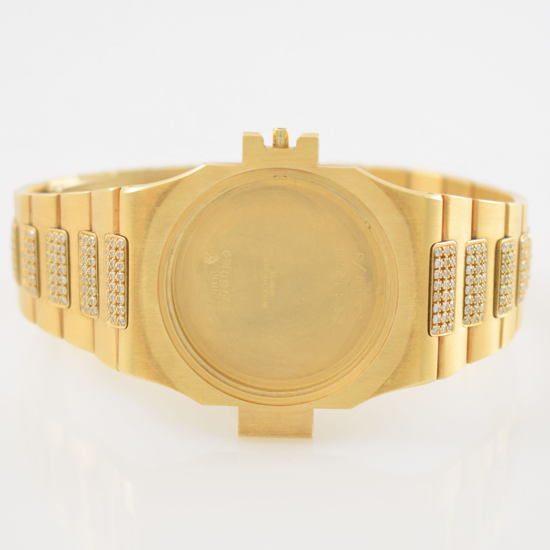 Detail l: PATEK PHILIPPE / ASPREY hochfeine Herrenarmbanduhr Modell Nautilus Design von Gerald Genta in GG 750/00 mit original Brillantbesatz, Automatik, ...