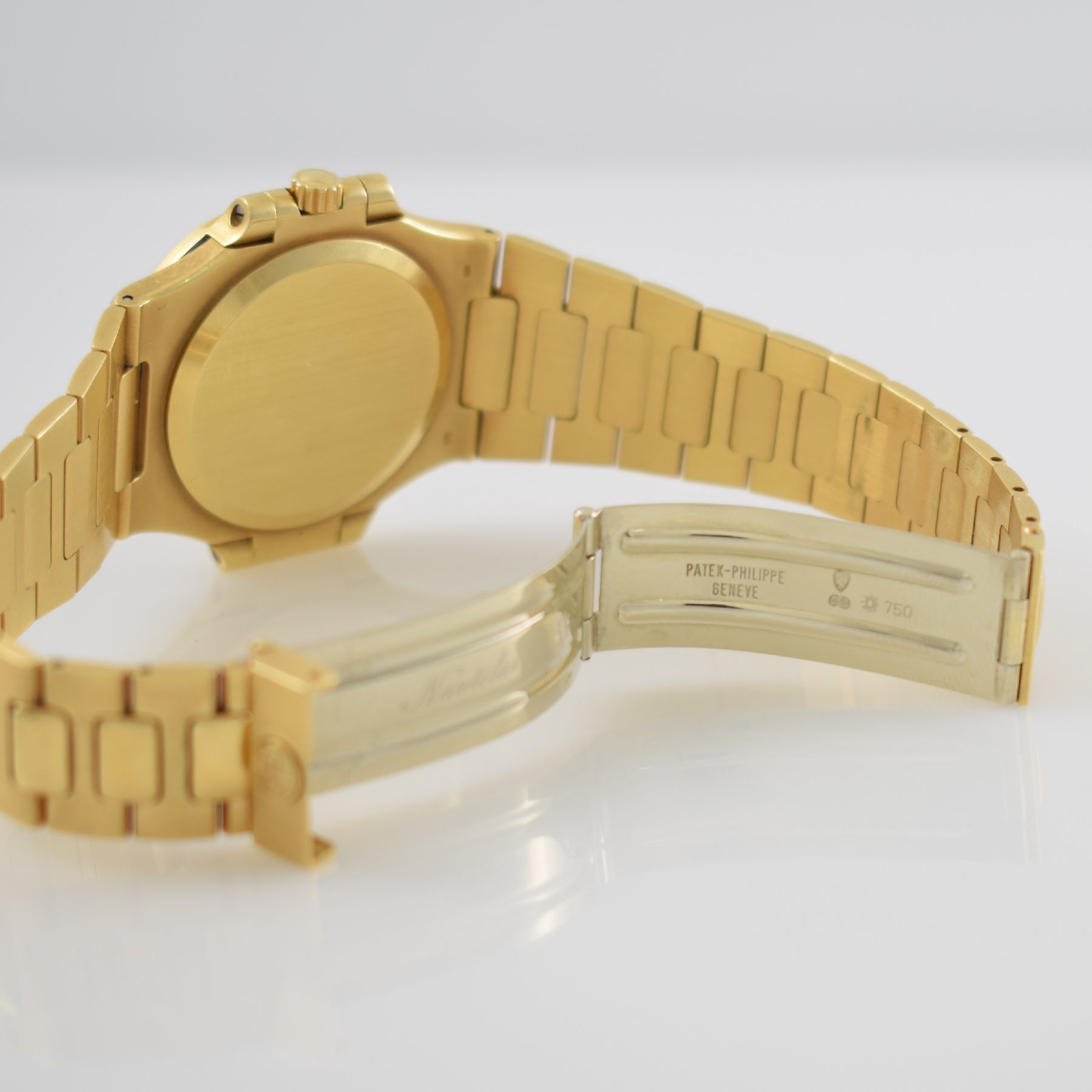 Detail q: PATEK PHILIPPE / ASPREY hochfeine Herrenarmbanduhr Modell Nautilus Design von Gerald Genta in GG 750/00 mit original Brillantbesatz, Automatik, ...