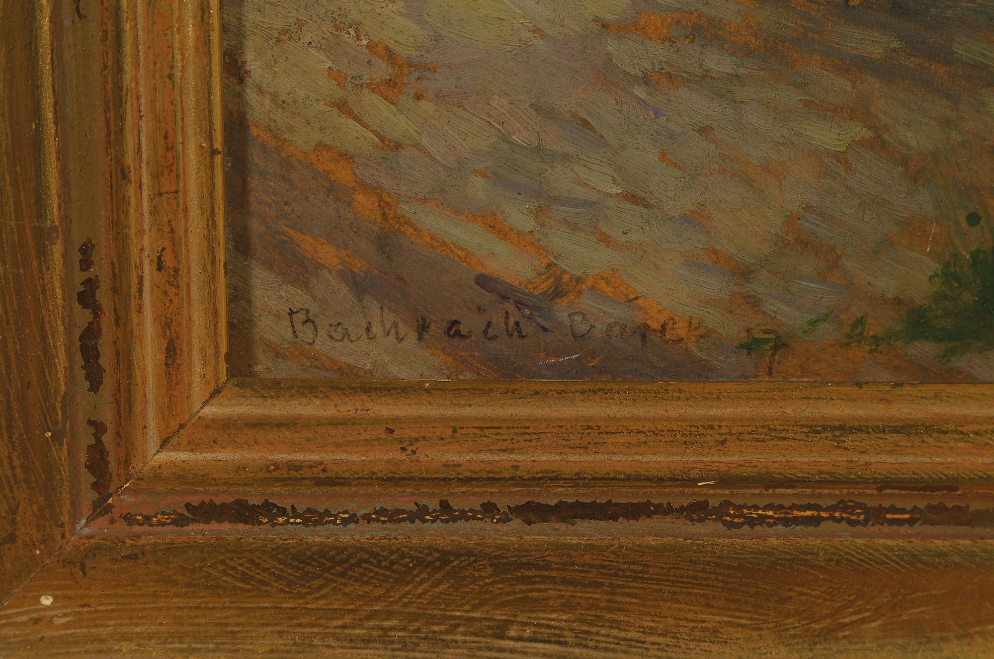 Detail a: Emanuel Bachrach-Baree, 1863 Oderberg (Schlesien)-1943 München, verschiedene Ausstellungen in Berlin, Wien und München, hier: Haus im Kovel mit ...