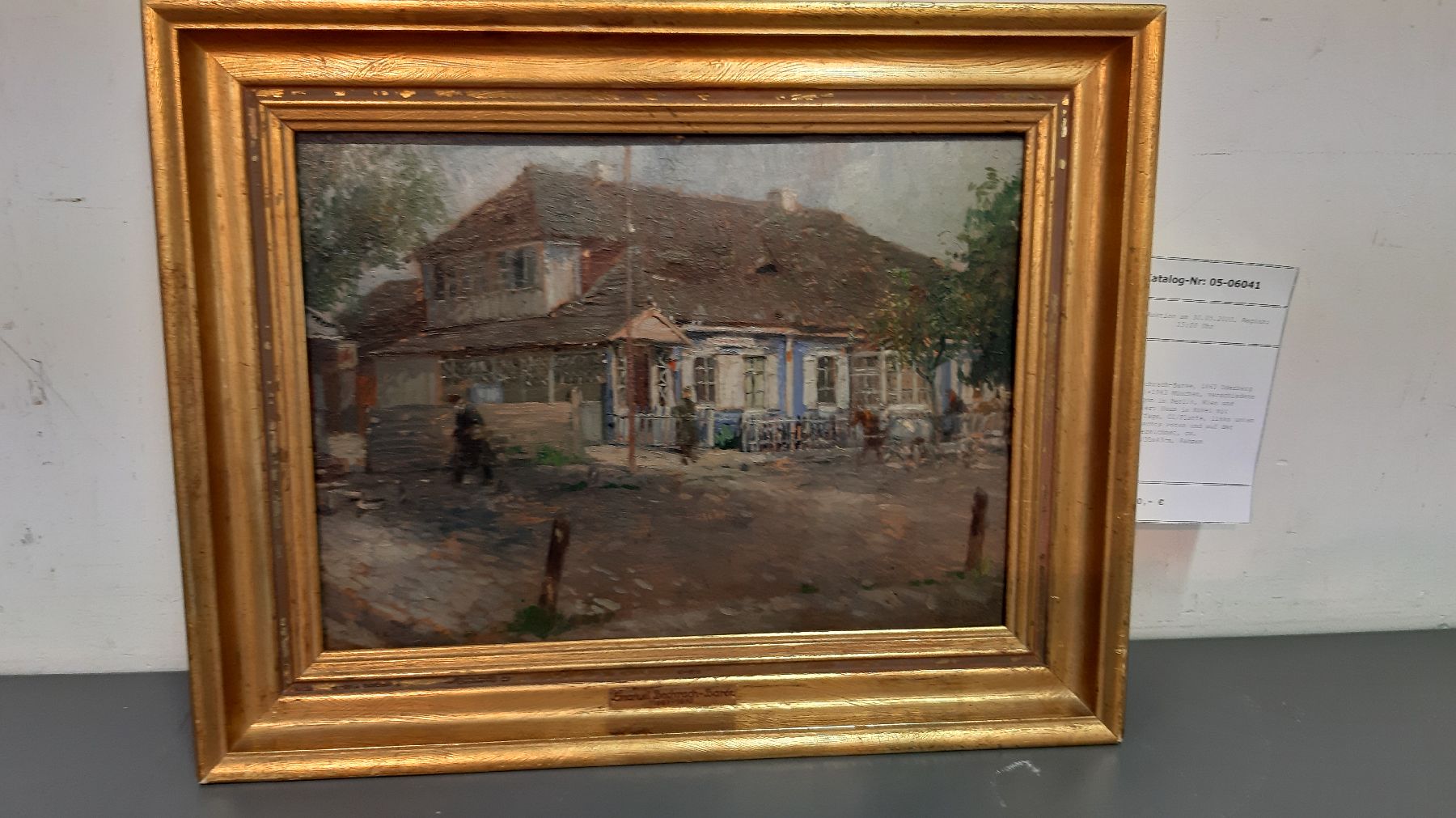Detail b: Emanuel Bachrach-Baree, 1863 Oderberg (Schlesien)-1943 München, verschiedene Ausstellungen in Berlin, Wien und München, hier: Haus im Kovel mit ...