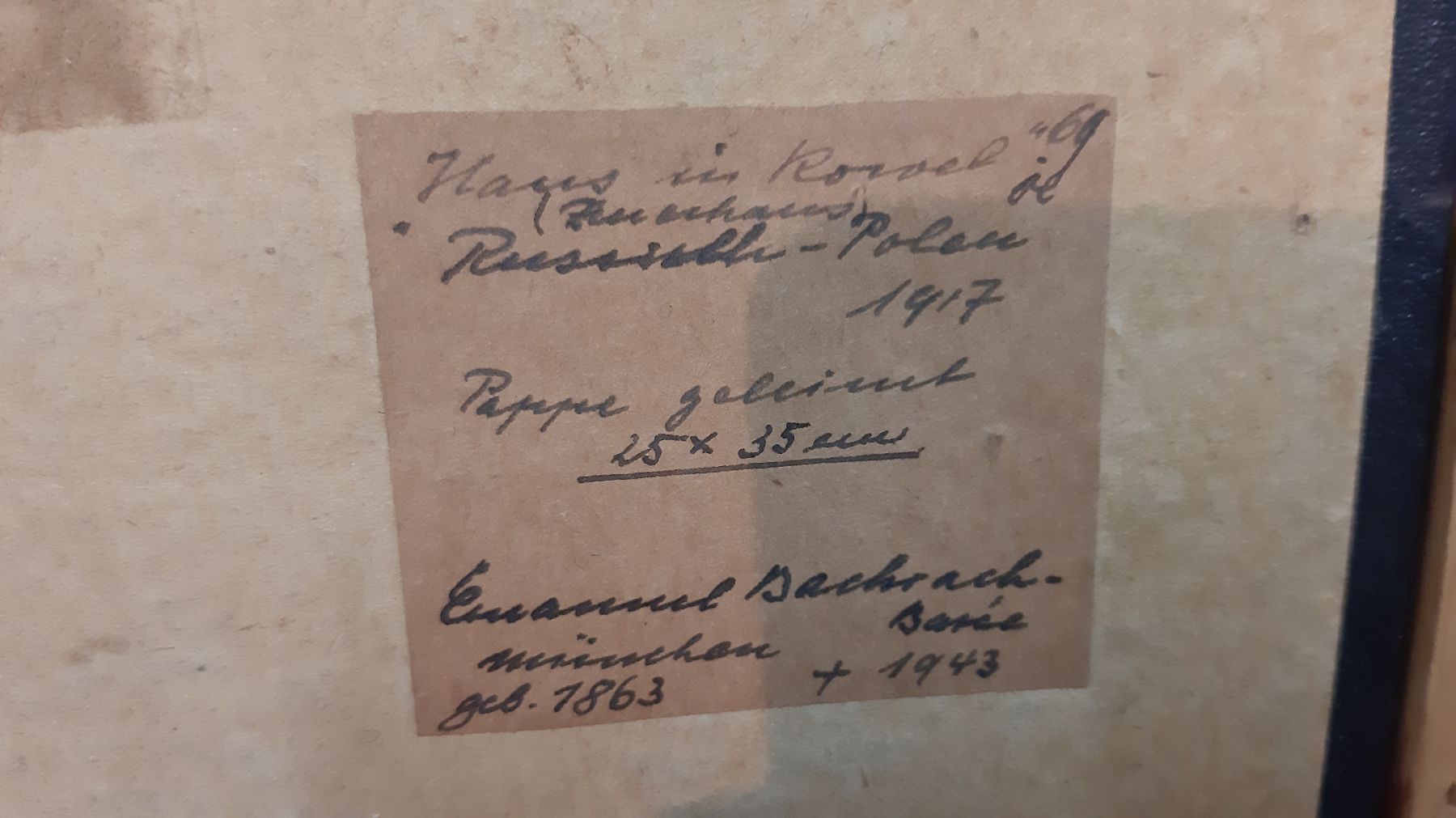 Detail g: Emanuel Bachrach-Baree, 1863 Oderberg (Schlesien)-1943 München, verschiedene Ausstellungen in Berlin, Wien und München, hier: Haus im Kovel mit ...