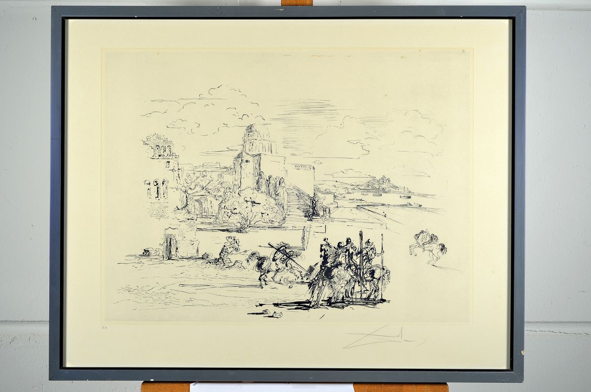 Detail k: Salvador Dali, 1904-1989, Rom und Cadaques, Heliogravure und Kaltnadel von 1972, bez. E.A., handsigniert, ca. 44.5x59.8 cm, Blattgr. ca. 57x77cm, ...