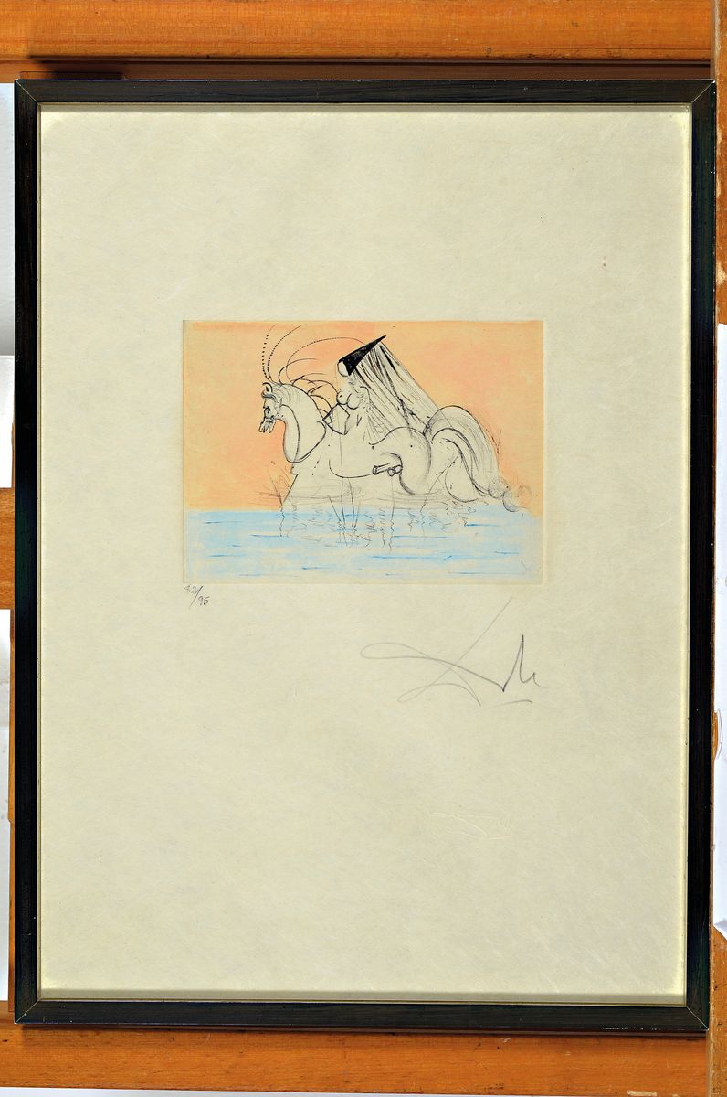 Detail k: Salvador Dali, 1904-1989, petits nus de Ronsard, Radierung mit Kaltnadel von 1968, kolorierte Vignette auf Japanpapier, handsign., num. 82/95, Abb. ...