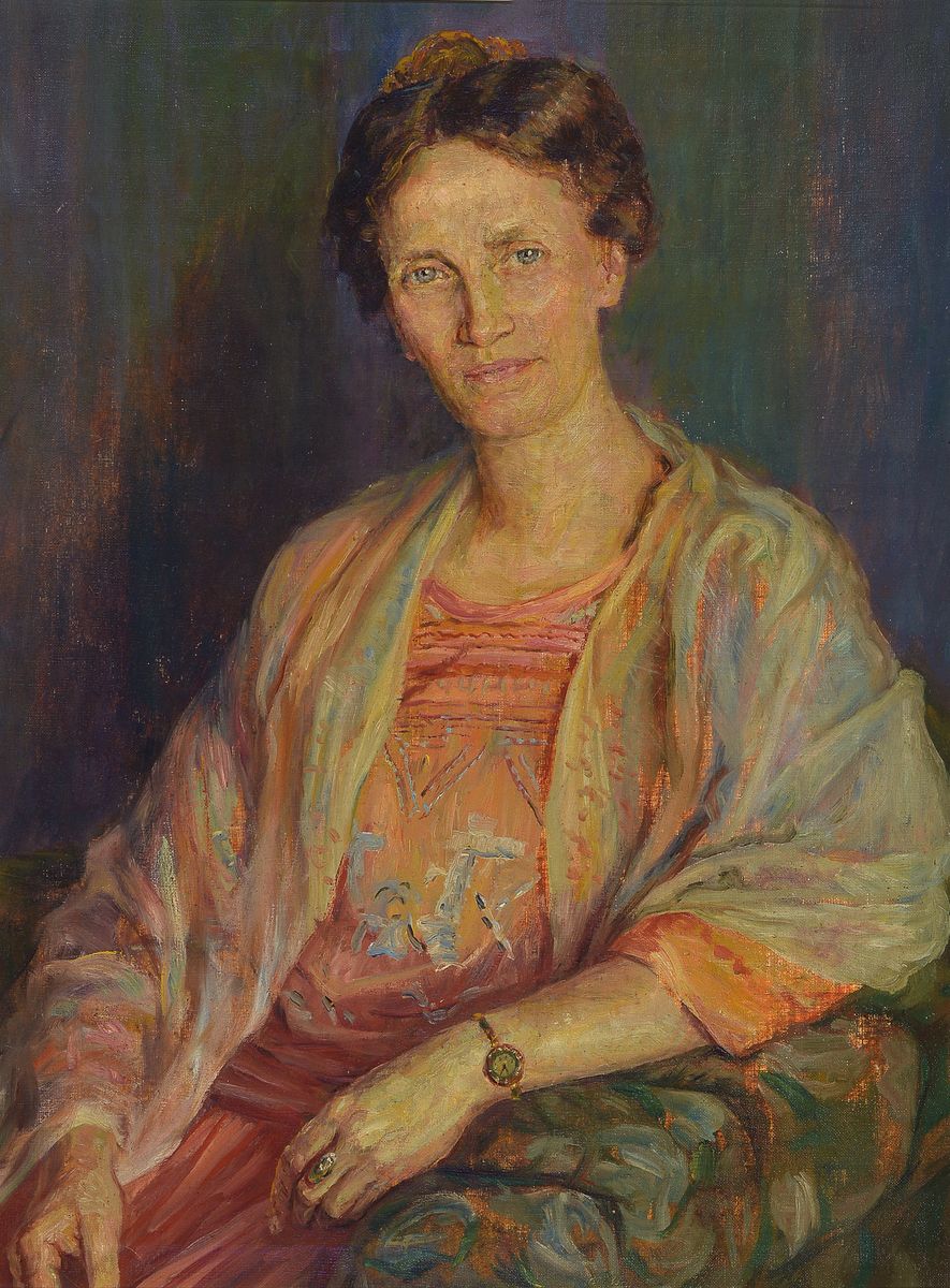 Münchener Porträtmaler, 1920/30er Jahre, Dame mit Armbanduhr, hohe Stofflichkeit, transparente Hautdarstellung, Öl/Lwd, 80 x 60 cm, Rahmen: 73 x ...