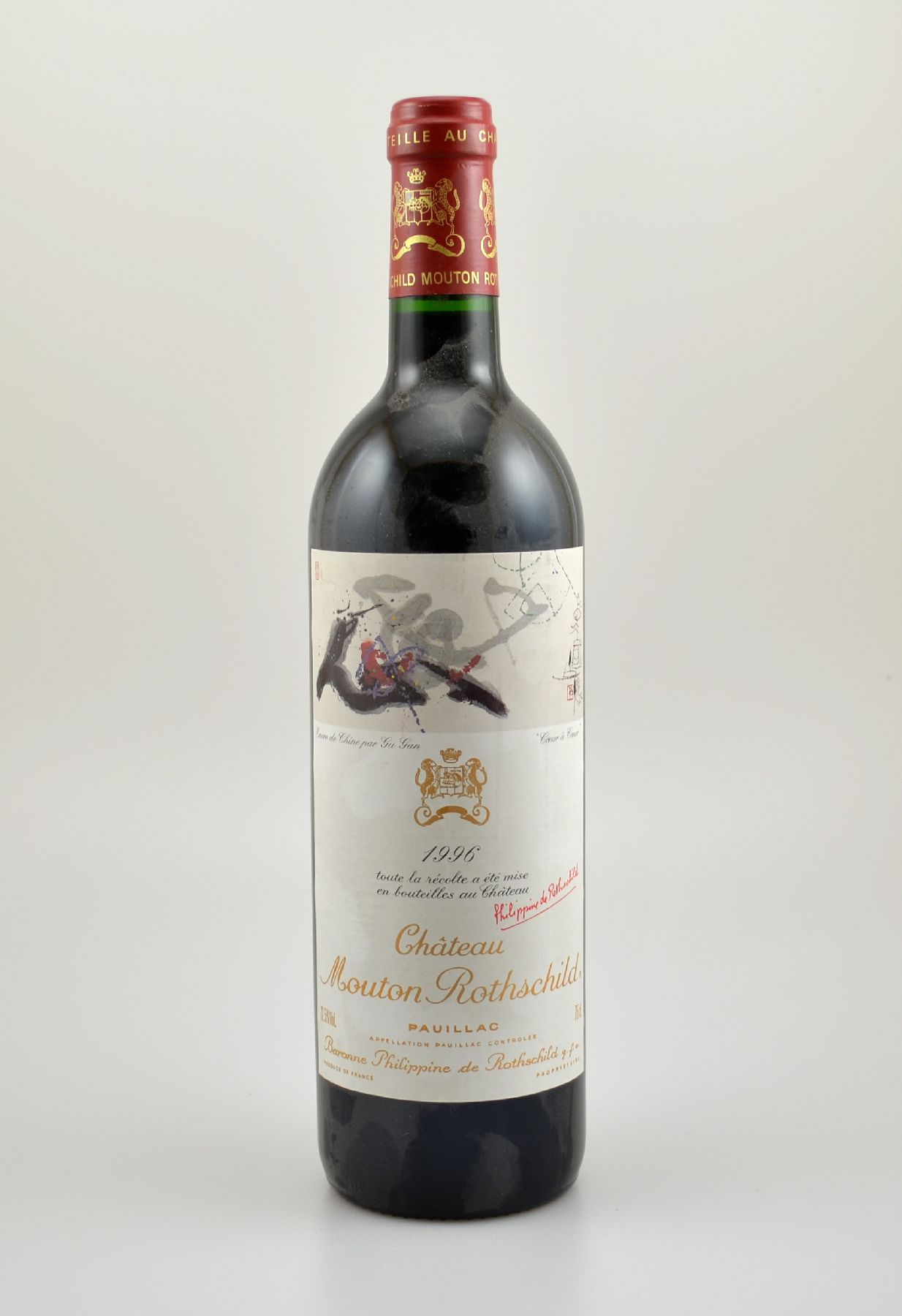 1 Flasche 1996 Chateau Mouton Rothschild, Pauillac, Premier Grand Cru Classe, ca. 75 cl, 12,5 % Vol., Füllstand: into neck, sehr guter ...