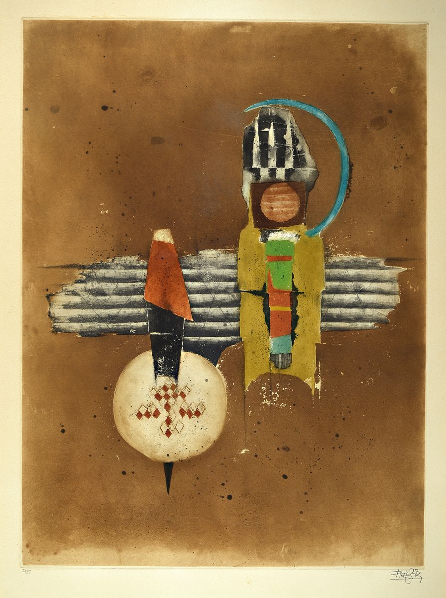 Johnny Friedländer, 1912-1992, Farbradierung ,handsign., num. 9/95, unter Glas gerahmt, gesamt ca. 96,5x69 cm