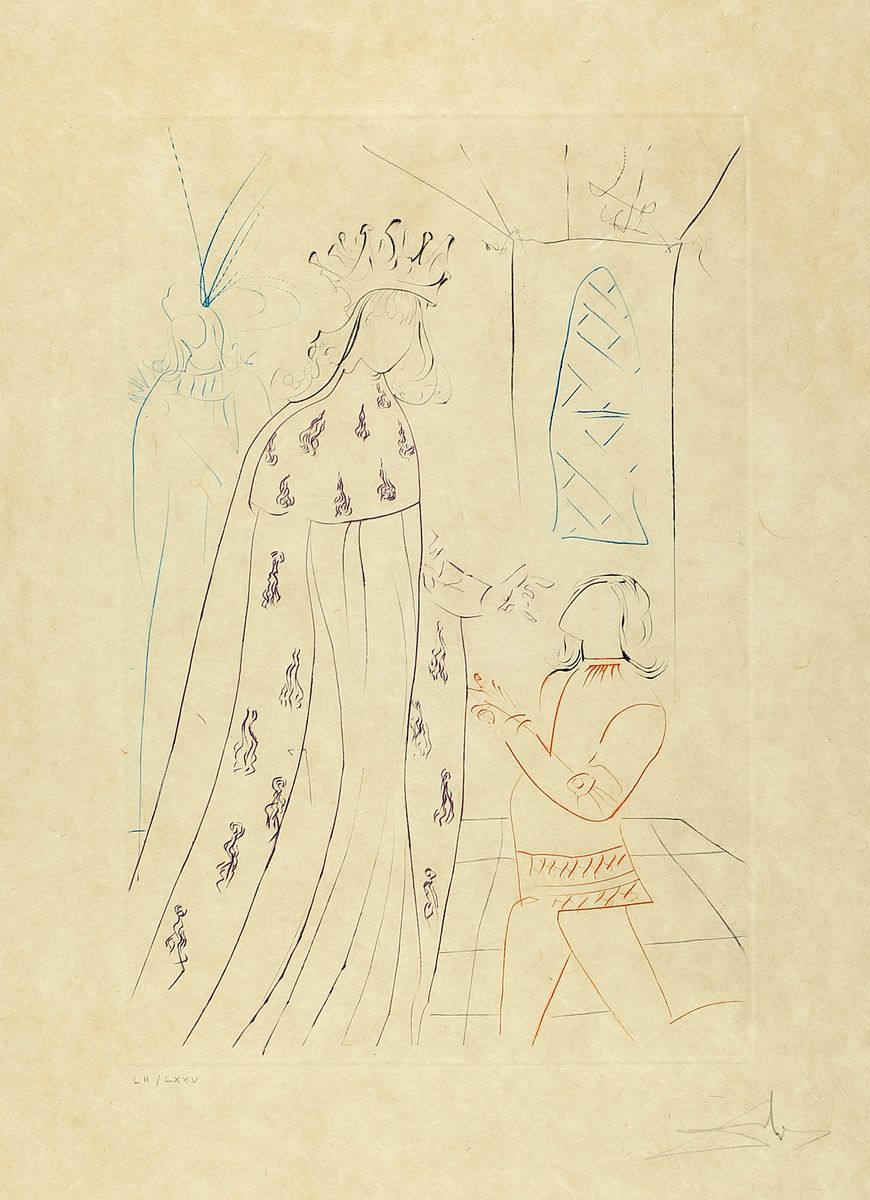 Salvador Dali, 1904-1989, Farbkaltnadel- Radierung auf Japan Papier, handsign., num. L"/LXXV, WVZ Michler/Löpsinger 779, unter Glas gerahmt, ...