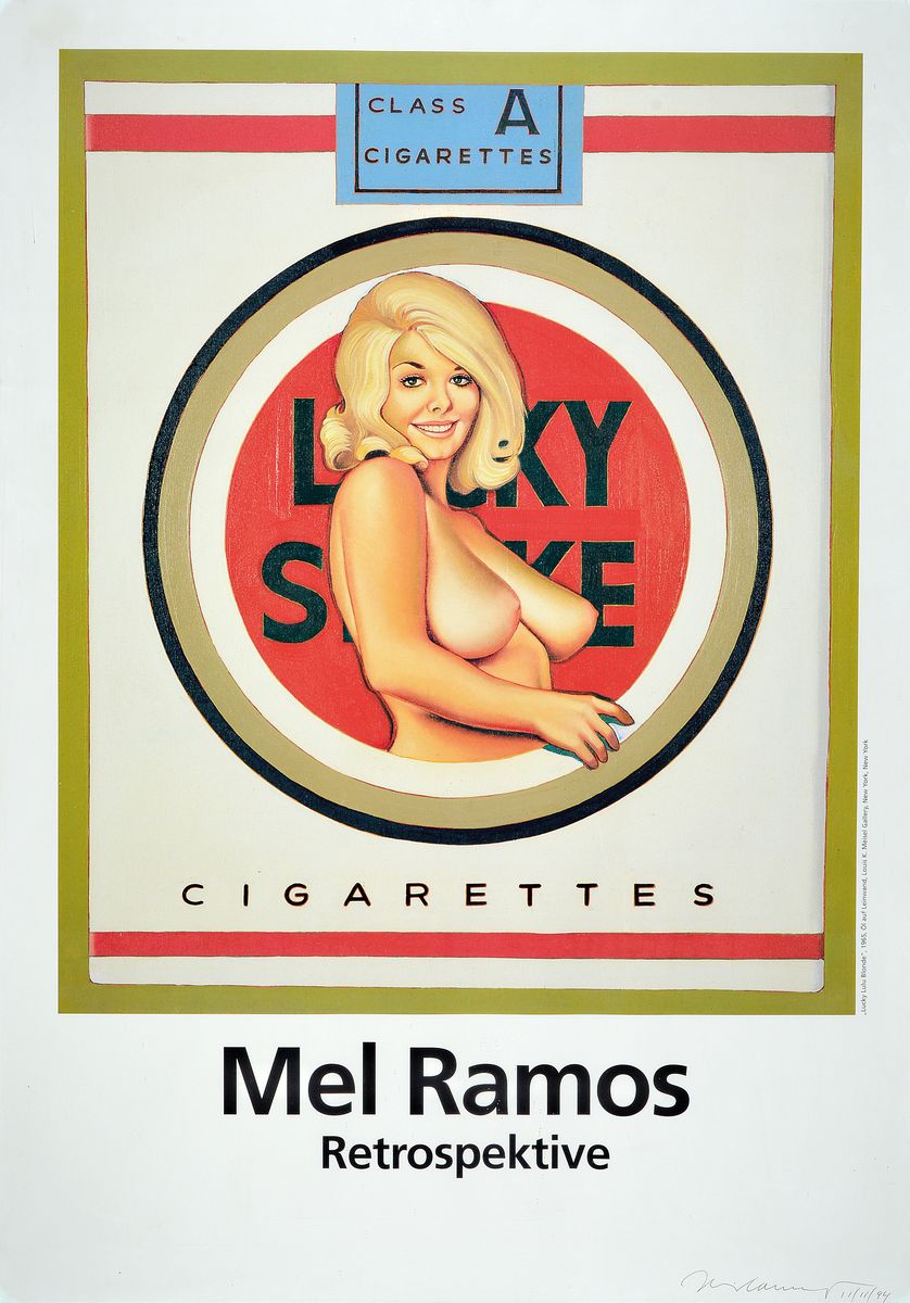 Mel Ramos, geb. 1935, Lucky Lulu Blonde, Offset-Lithografie, unter Glas gerahmt, gesamt ca. 89x65 cm