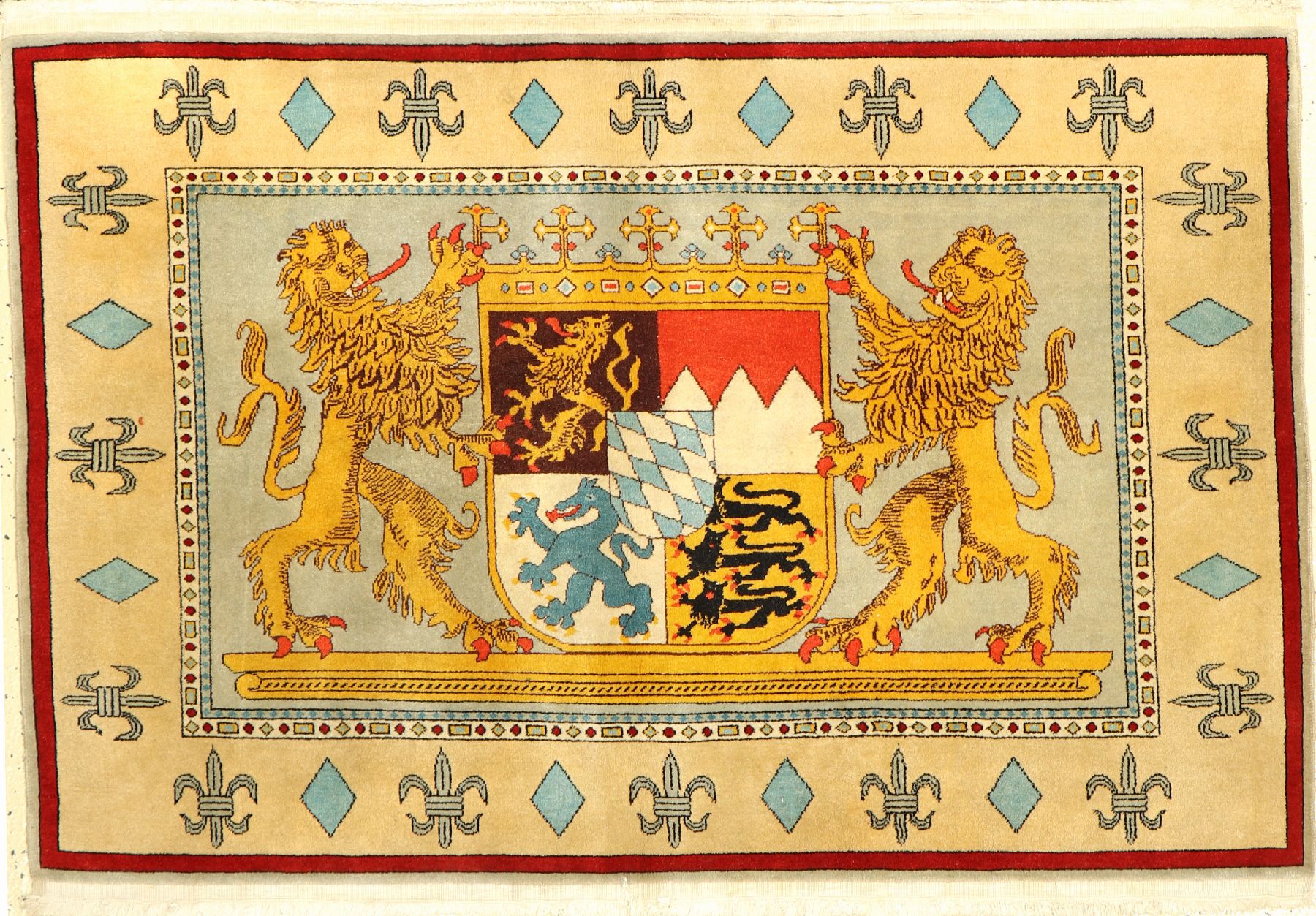 Wappen Teppich(Bayern Ludwig II ),Türkei, 50 Jahre, 126 x 83 cm,EHZ: 2