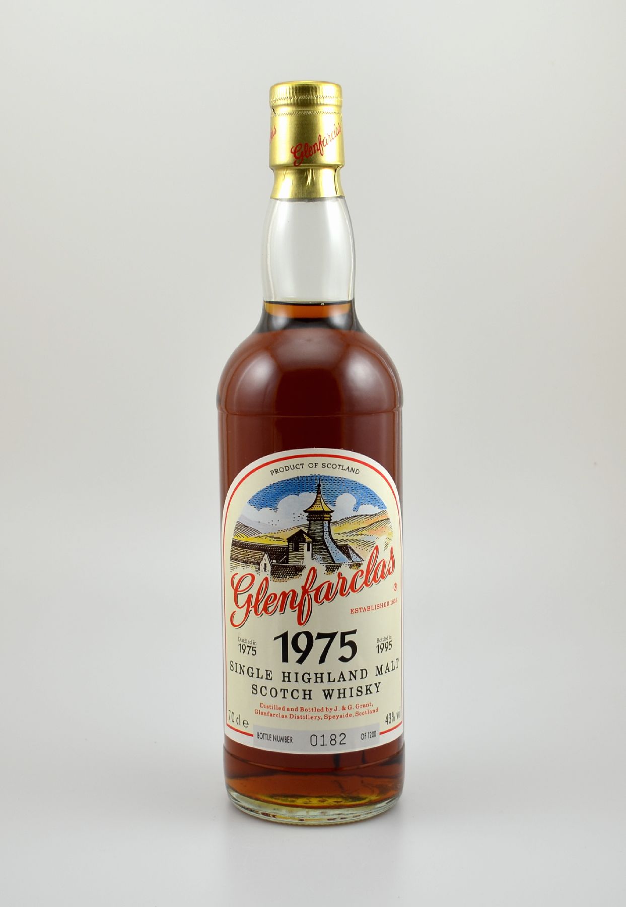 1 Flasche 1975 Glenfarclas Single Highland Malt Scotch Whisky, distilled and bottled by J. & G. Grant, Glenfarclas Distillery, ca. 70 cl, 43 % Vol., ...