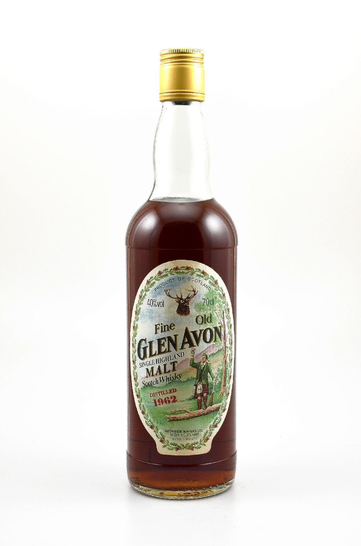 1 Flasche 1962 Fine Old Glen Avon Single Highland Malt Scotch Whisky, bottled by Avonside Whisky Ltd., ca. 70 cl, 40 % Vol., vrmtl. 33 Years Old, ...