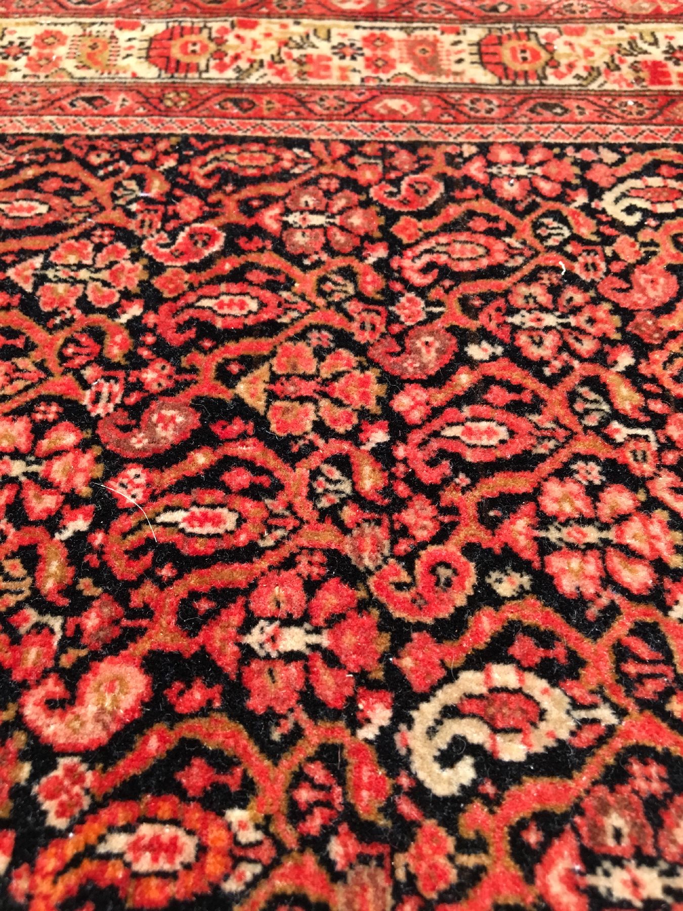 Detail a: Sehr feiner Mischan Malayer antik, Westpersien, 19.Jahrhundert, Korkwolle geknüpft auf Baumwolle. Sehr aufwändig gemusterter Malayer aus dem Dorf ...
