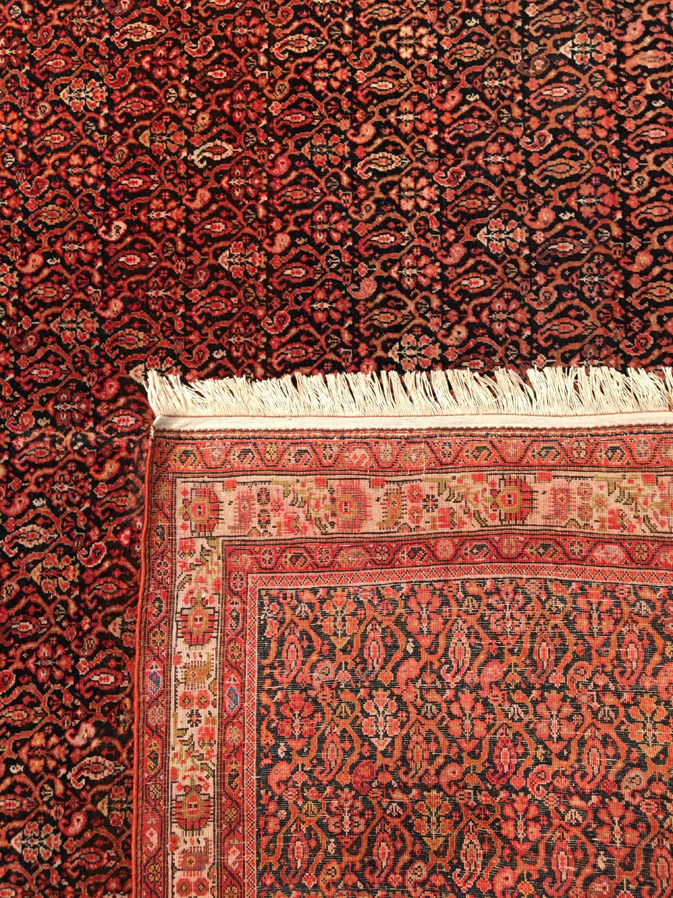 Detail h: Sehr feiner Mischan Malayer antik, Westpersien, 19.Jahrhundert, Korkwolle geknüpft auf Baumwolle. Sehr aufwändig gemusterter Malayer aus dem Dorf ...