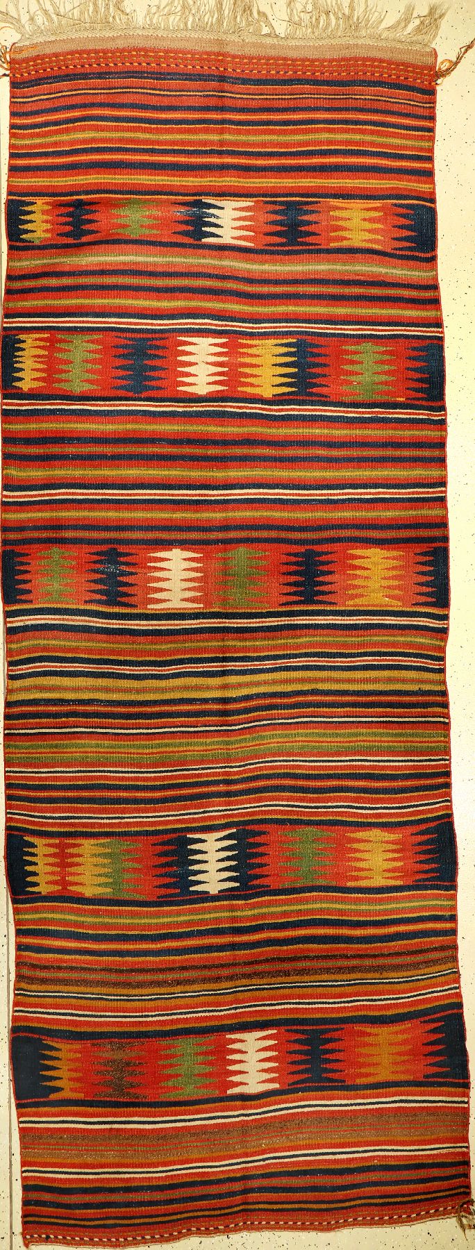Azeri Kelim alt, Persien, um 1910/1920, Wolle auf Wolle, ca. 360 x 134 cm, Naturfarben, EHZ: 2