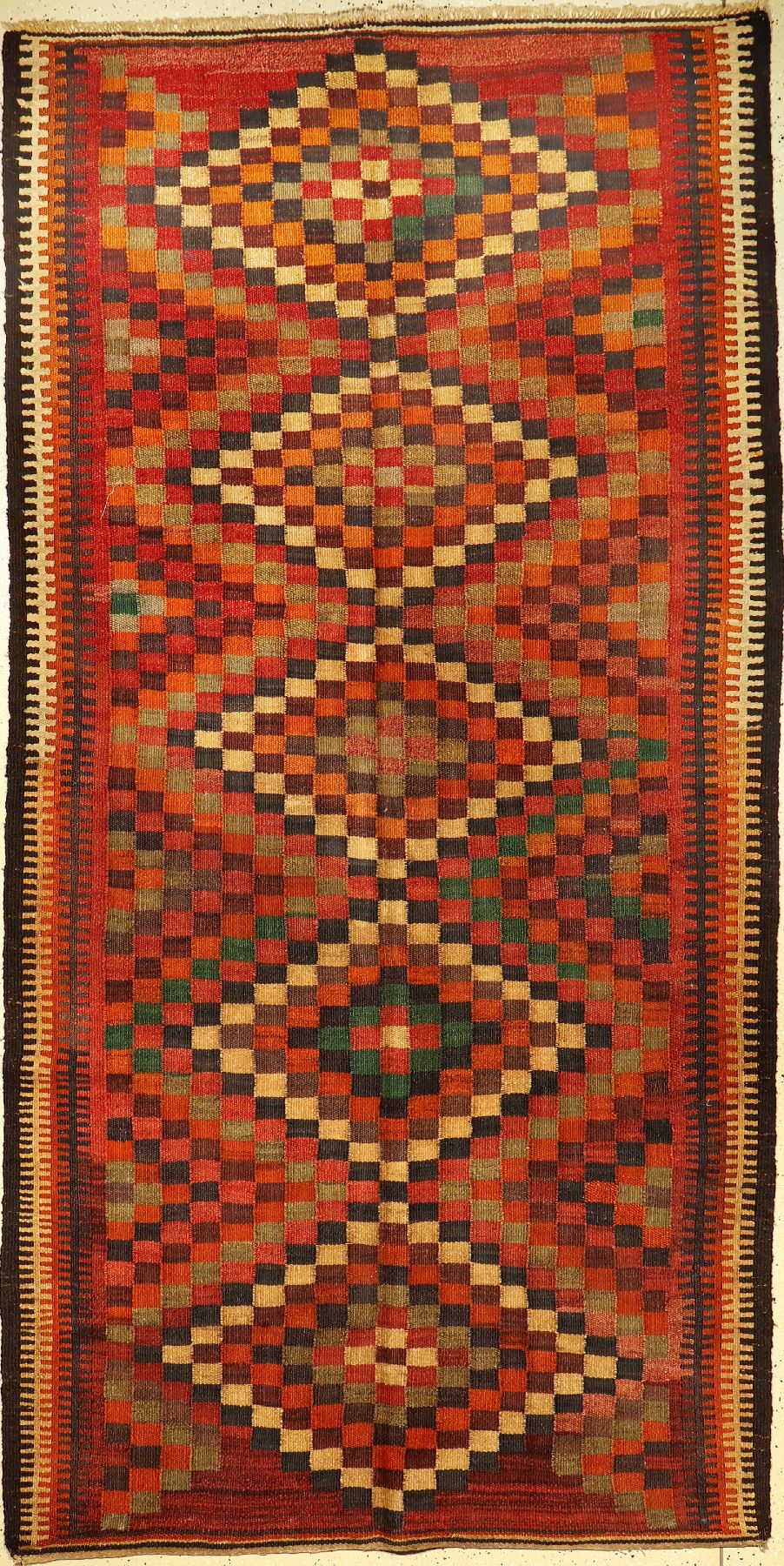 Afghan Kelim alt, Afghanistan, ca. 60 Jahre, Wolle auf Wolle, ca. 305 x 155 cm, EHZ:2-3