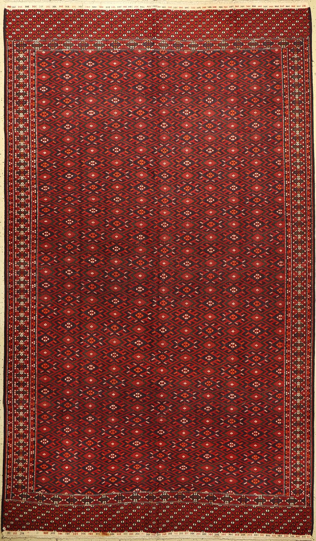 Yomud Palais-Kelim alt, Buchara/Russland, ca. 70 Jahre, Wolle auf Wolle, ca. 350 x 202 cm, dekorativ, EHZ: 2